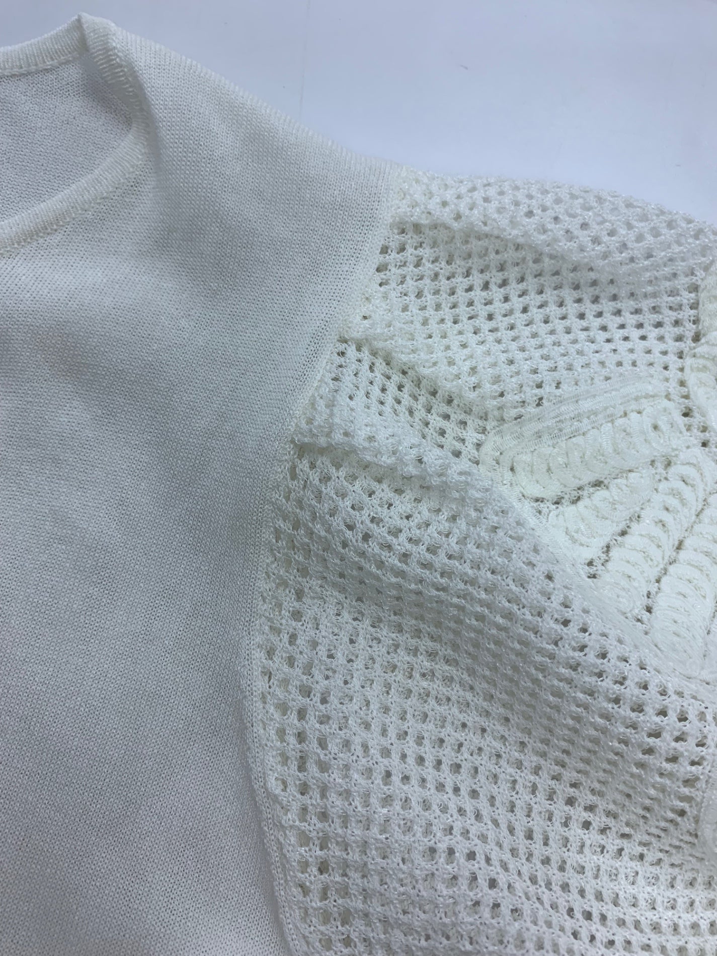 エムズグレイシー 袖モチーフ入り 518324 カーディガン 38 ホワイト パフスリーブ ITR9VF79EVW6