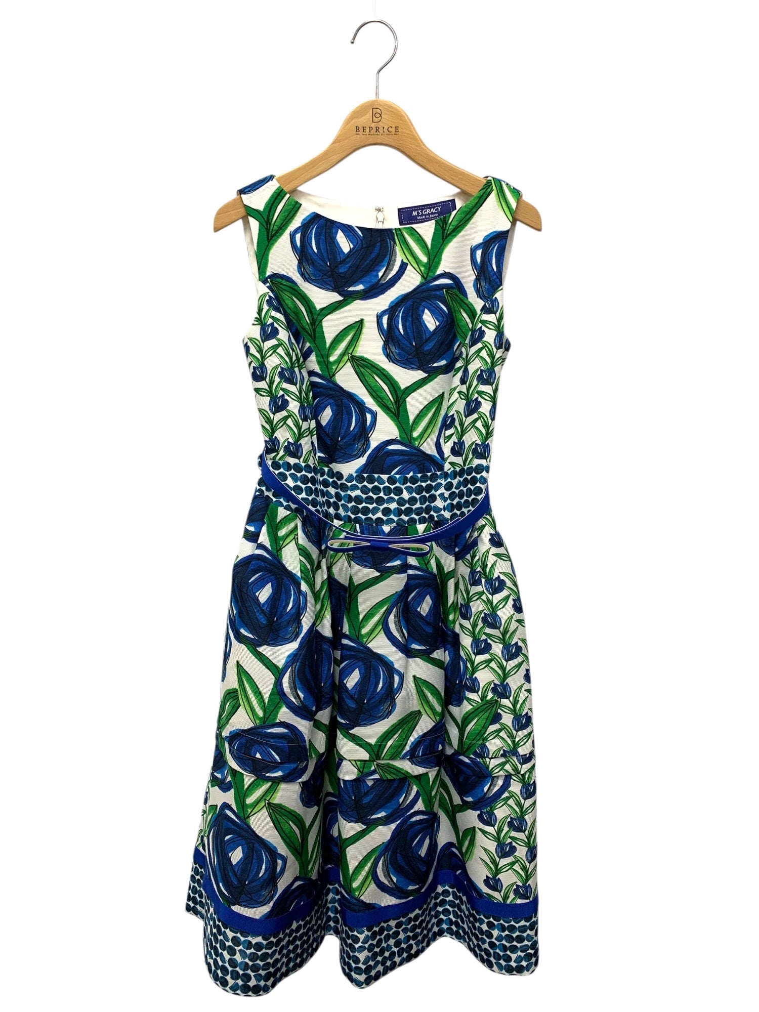 エムズグレイシー 111330 ワンピース 36 ホワイト フラワー