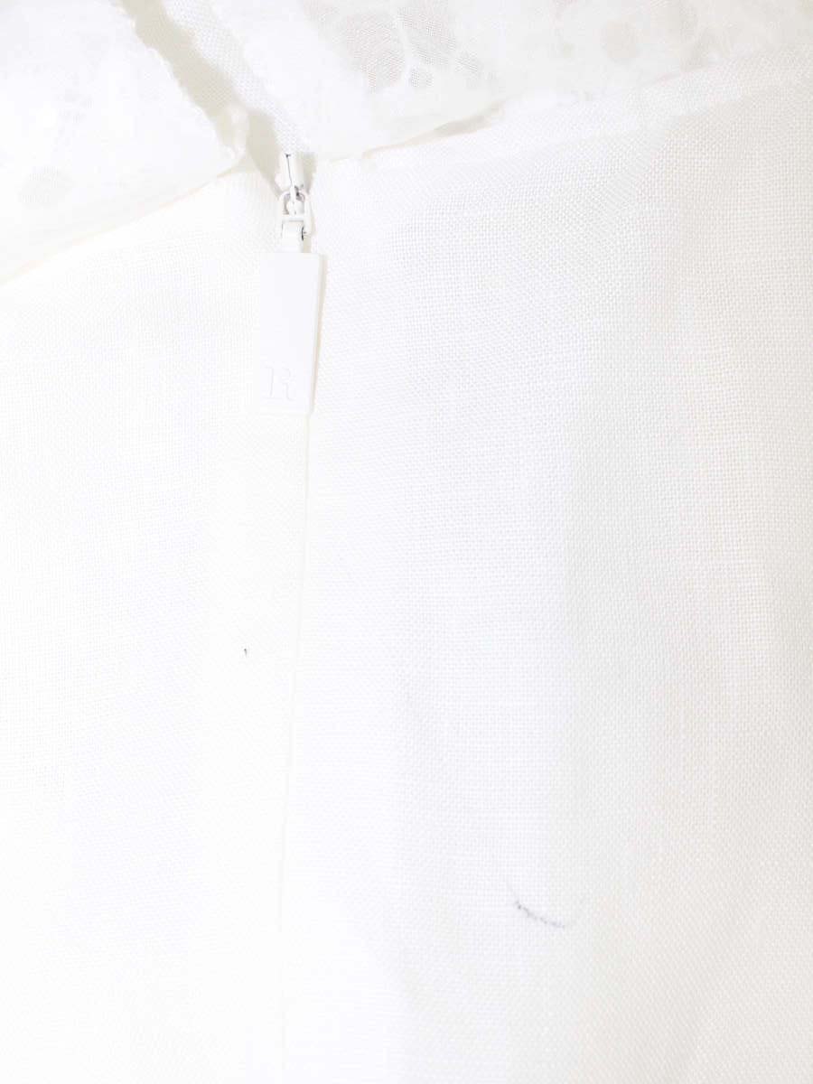 ルネ 6221350 ブラウス 34 ホワイト フェイクパール レース 麻 IT5QZF8K61YS