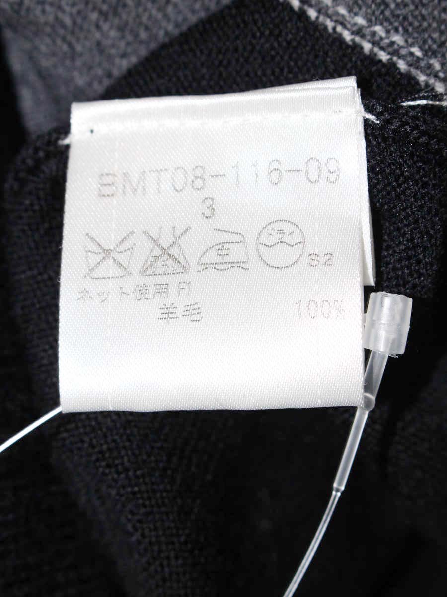 バーバリーブラックレーベル BMT08-116-09 カーディガン 3 ブラック ジップアップ ウール IT5LLRLV3GMB