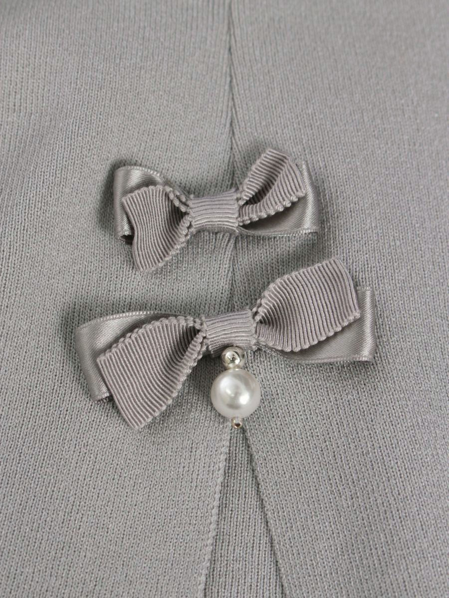 ルネ 6732320 カーディガン 34 グレー ジップアップ リボン パール ITIMDE3HA5NO