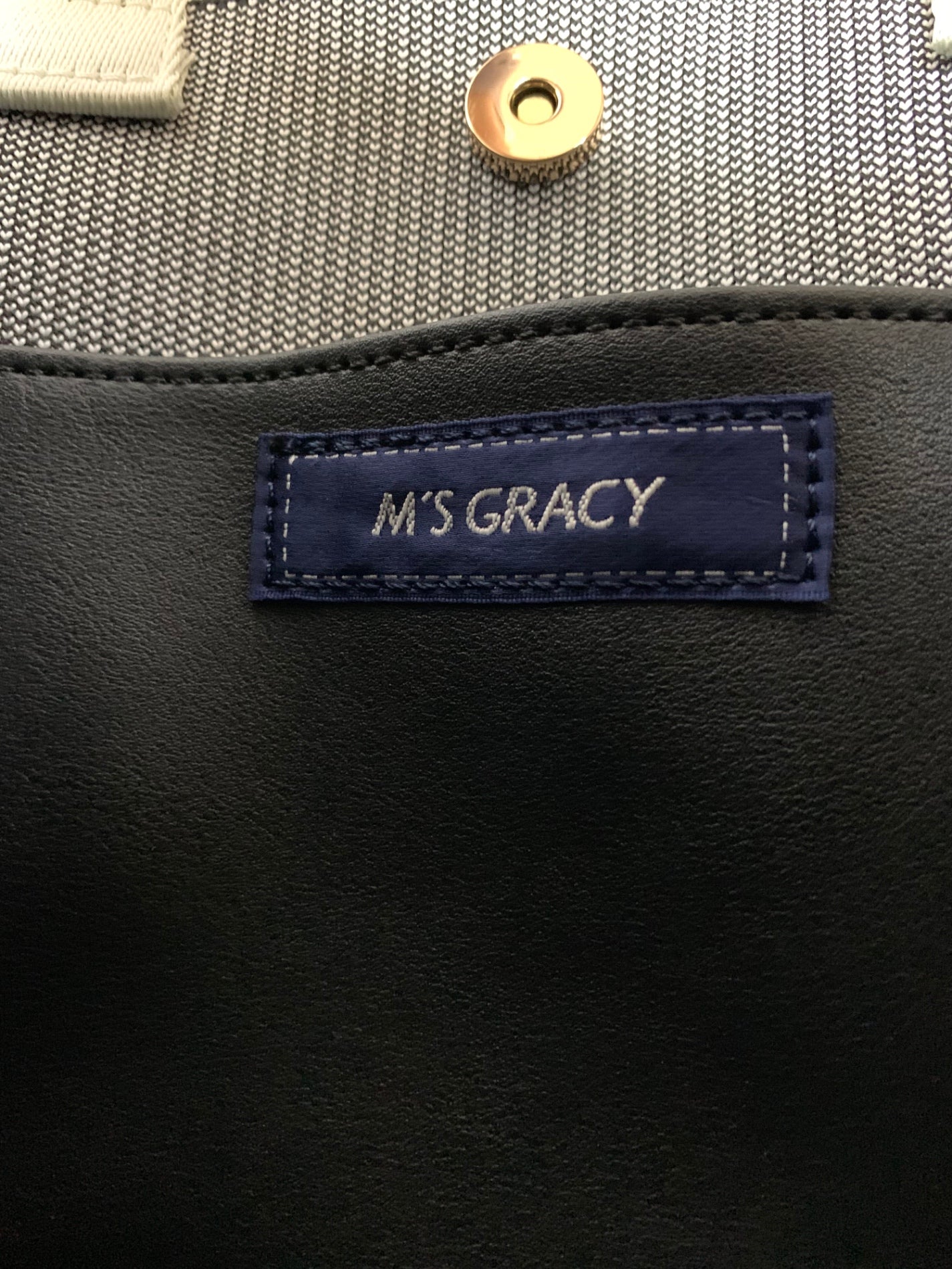 エムズグレイシー リボンコサージュ柄ニット 494523 トートバッグ ブラック ITT19FKBXFKG