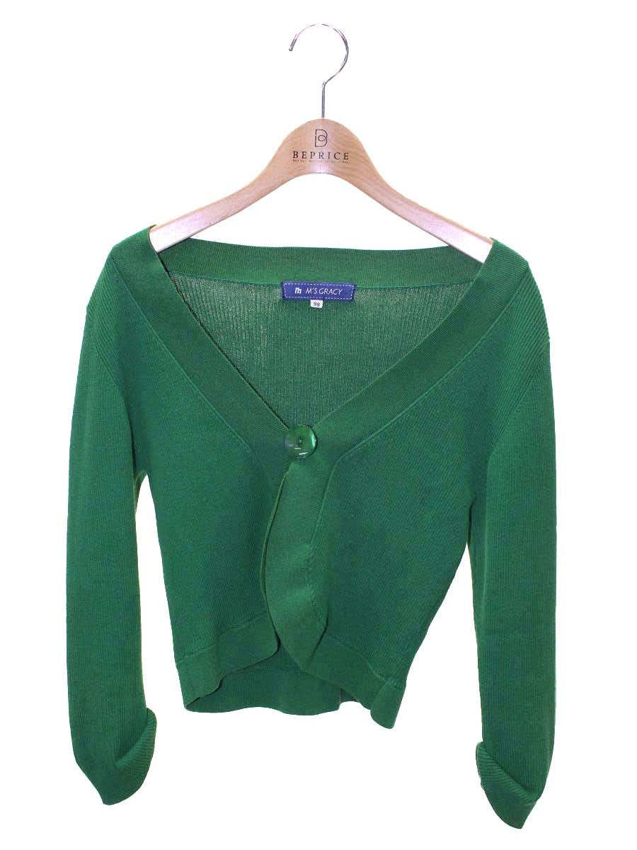 【中古】ブティック モスキーノ BOUTIQUE MOSCHINO 23SS 袖レース カーディガン ニット I38 グリーン レディース エムズグレイシー 128322 カーディガン 38 グリーン リブ ボレロ