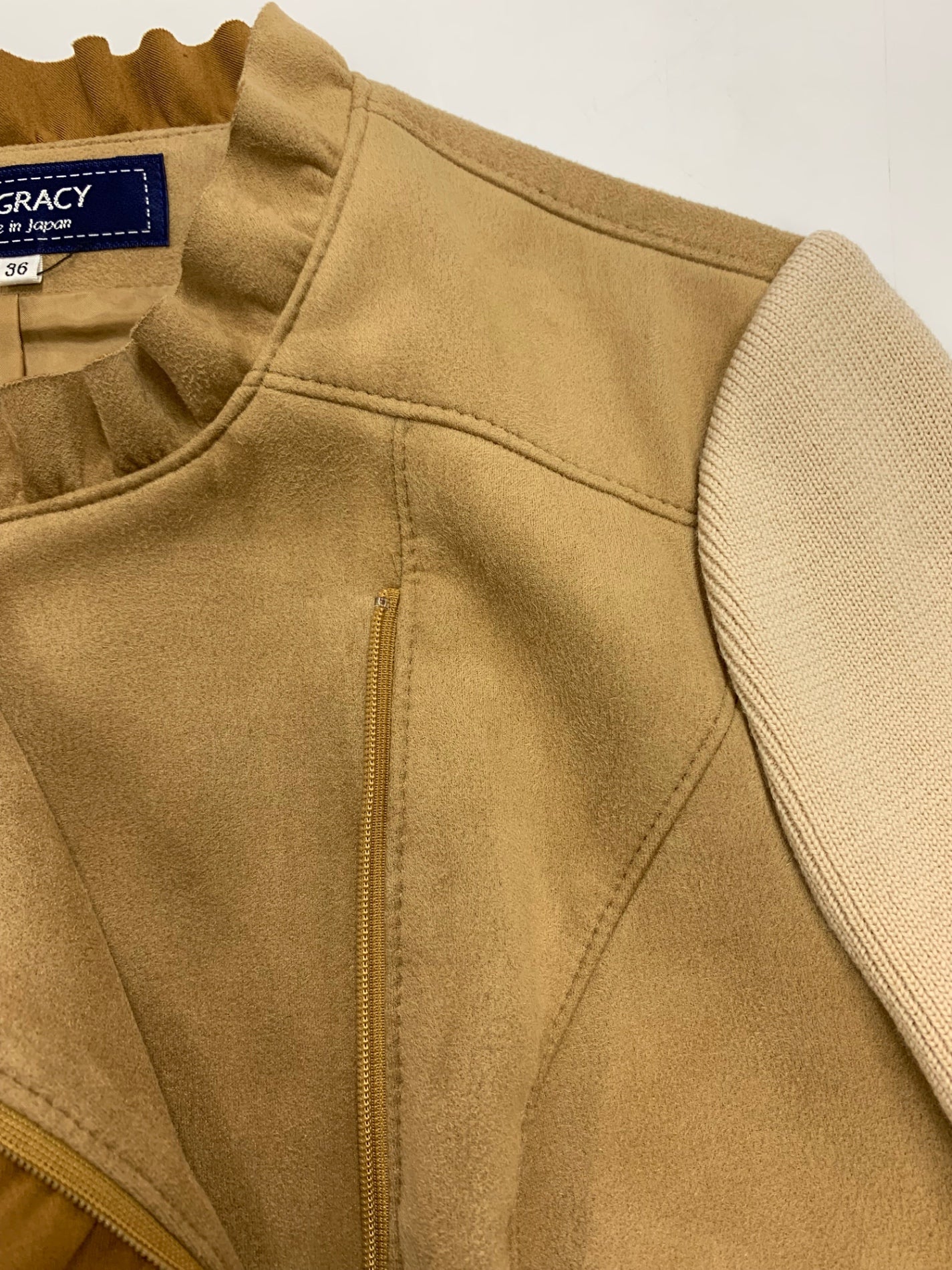 エムズグレイシー Suede Touch Jacket 814532 ジャケット 36 ブラウン ジップアップ ITBRS1BIW97M