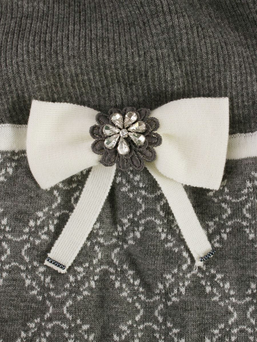 スーパービューティー ワンピース 40 グレー ニット フェイクパール ラインストーン ITQGIYG6WMX6