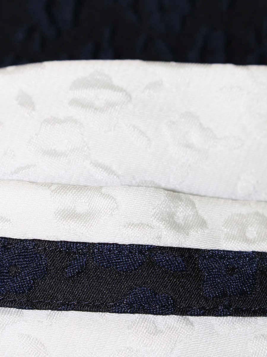 エムズグレイシー 017123 スカート 38 ネイビー フラワーモチーフ エンボス タックフレア ITOZLEJIFZAI