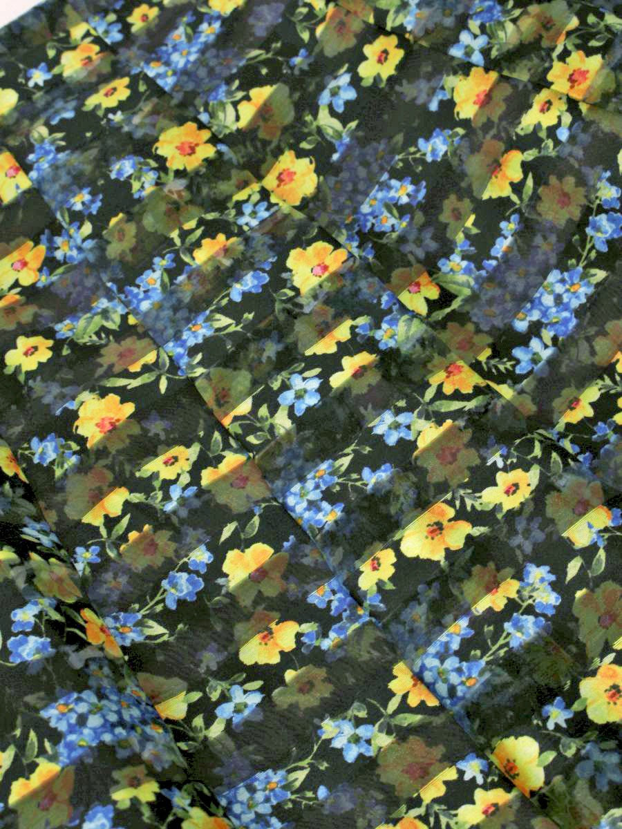 エムズグレイシー 917130 スカート 36 ブラック/マルチカラー オーガンジー フラワーモチーフ IT4HBDD3PNFS 【SALE】