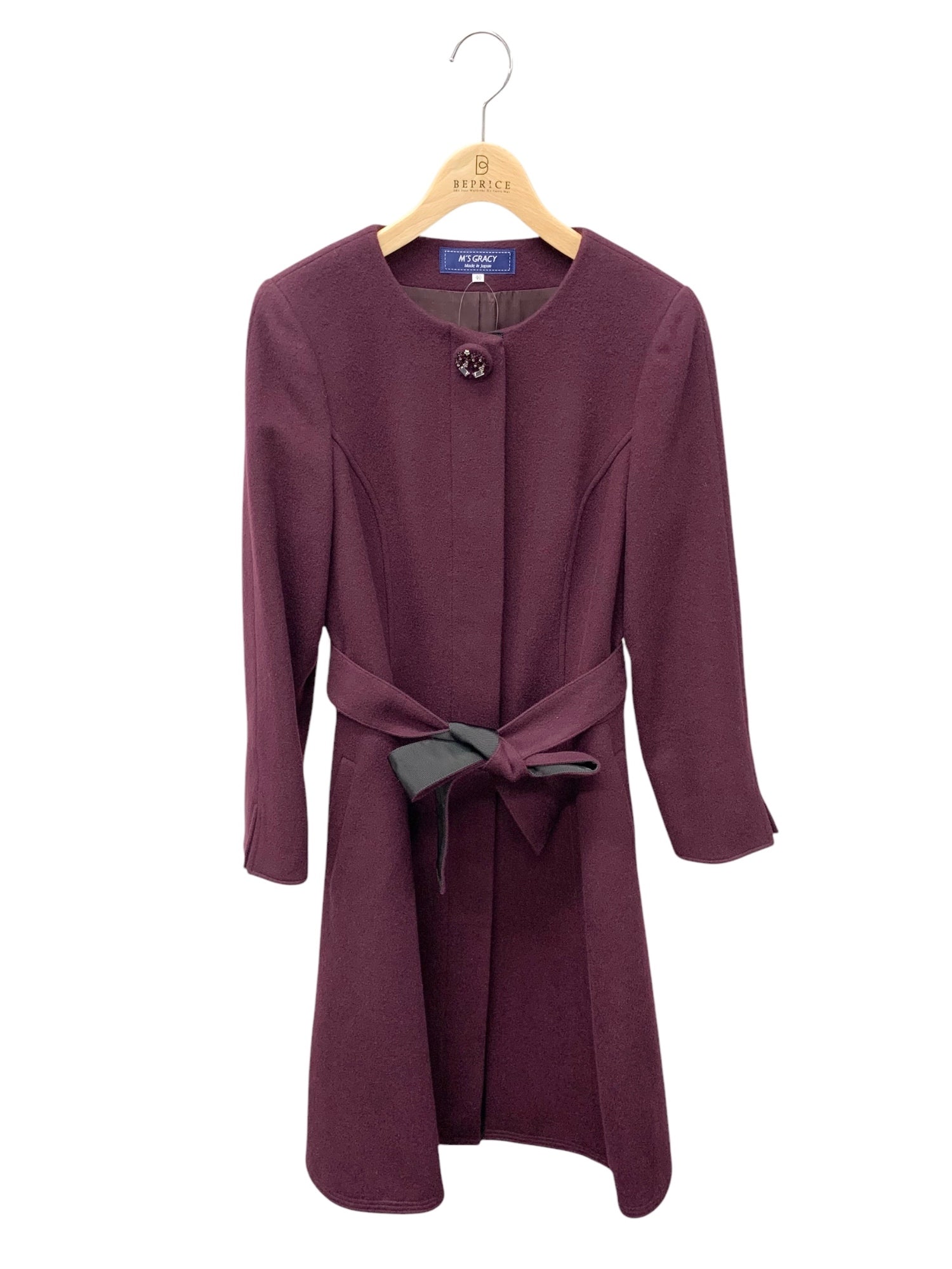 エムズグレイシー 319604 スプリングコート 38 ブラック 2way フラワー