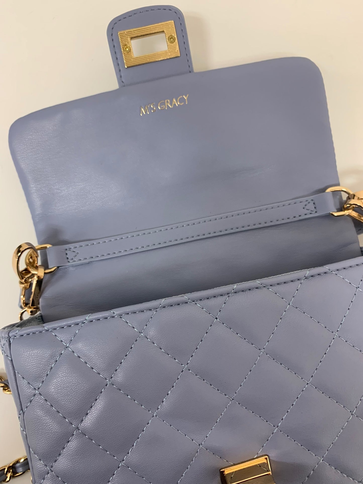 エムズグレイシー 494134 バッグ ブルー キルティング 2way チェーン ITXPL72P53MO