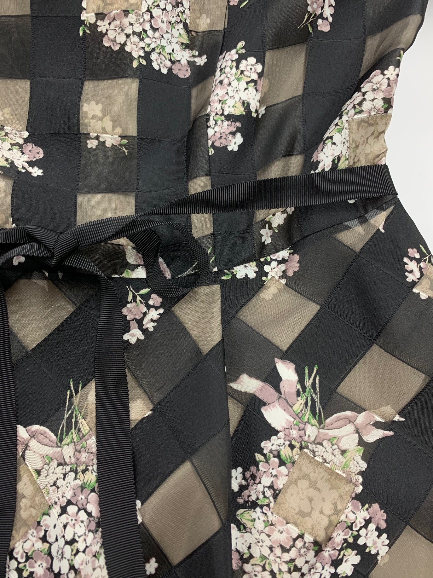 エムズグレイシー 311121 ワンピース 40 ブラック リボン オーガンジー ITF7MCQLWJL5