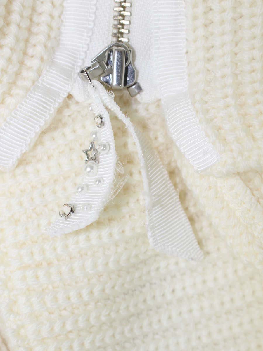 ルネ 6642230 ニット 36 アイボリー ジップ スワロフスキー付き ITR2H8O9R5H8 【SALE】