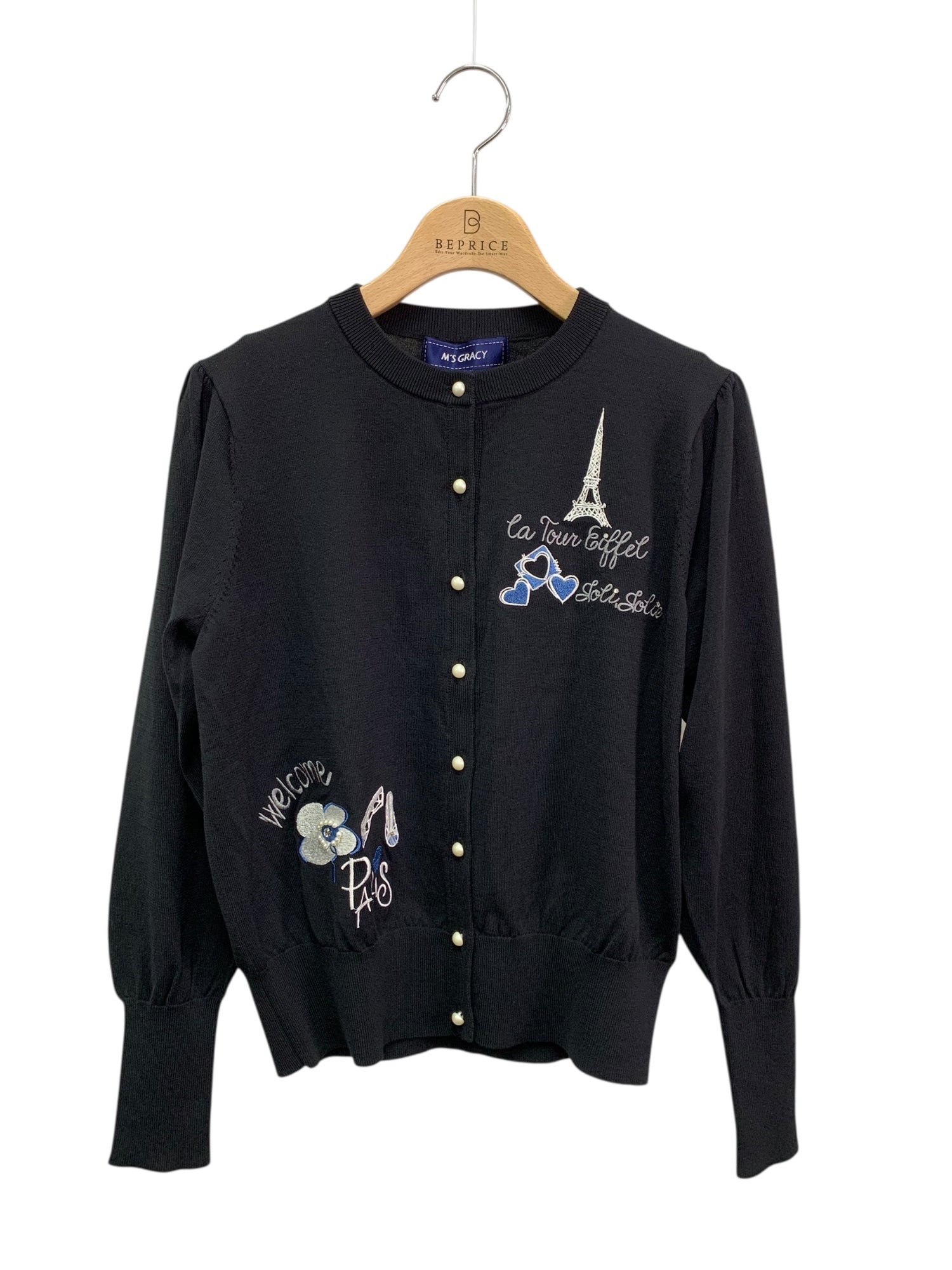 エムズグレイシー 318315 カーディガン 40 ブラック エッフェル