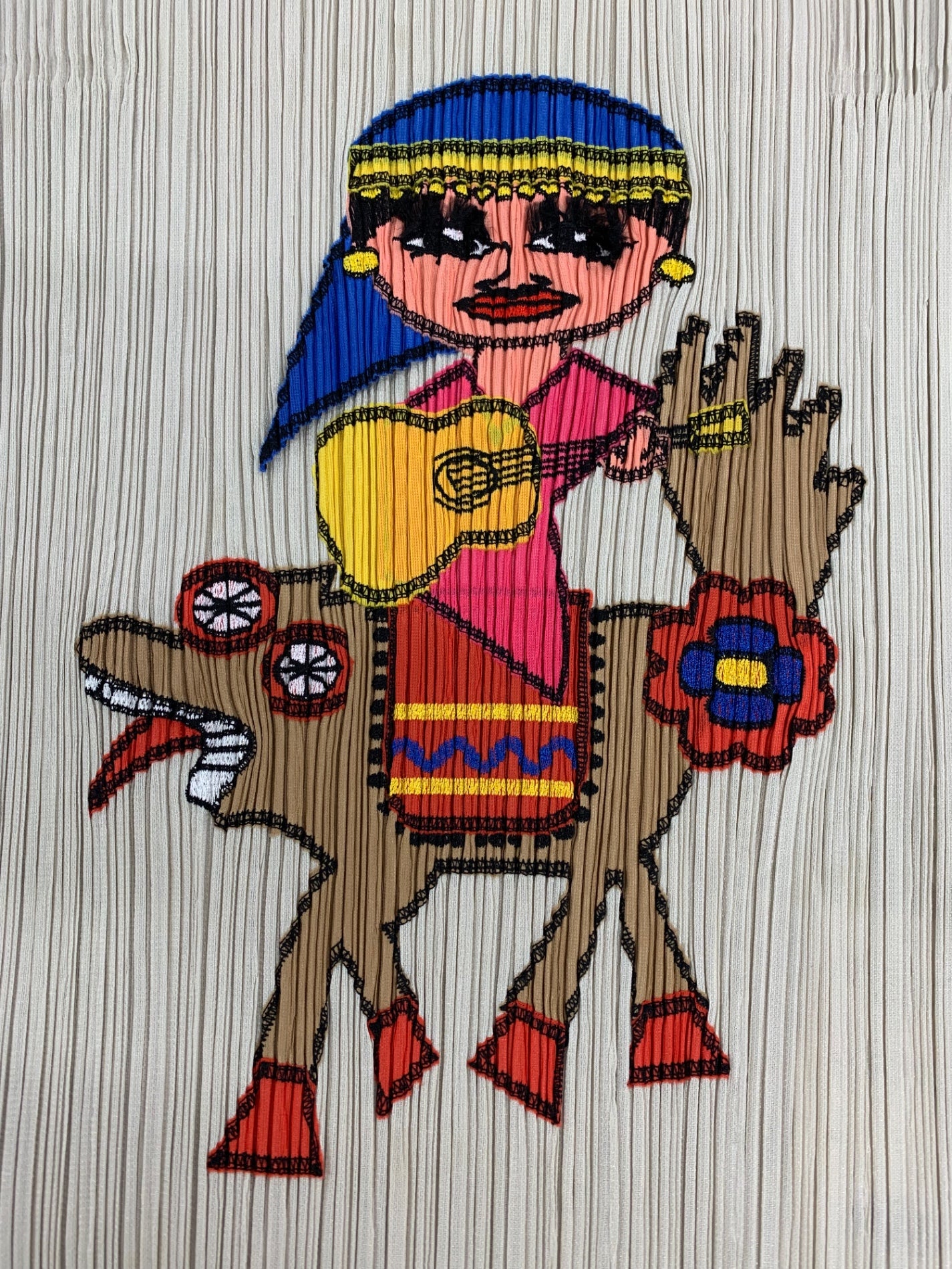 プリーツプリーズイッセイミヤケ PP03-JK841 カットソー 3 ベージュ ガール&ドッグ 立体刺繍 ITAU9PTTEPTO 【SALE】