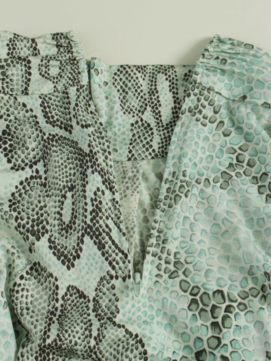 レオナール 0329953 カットソー 38 ライトグリーン タートルネック 総柄 IT86F01DWYVU