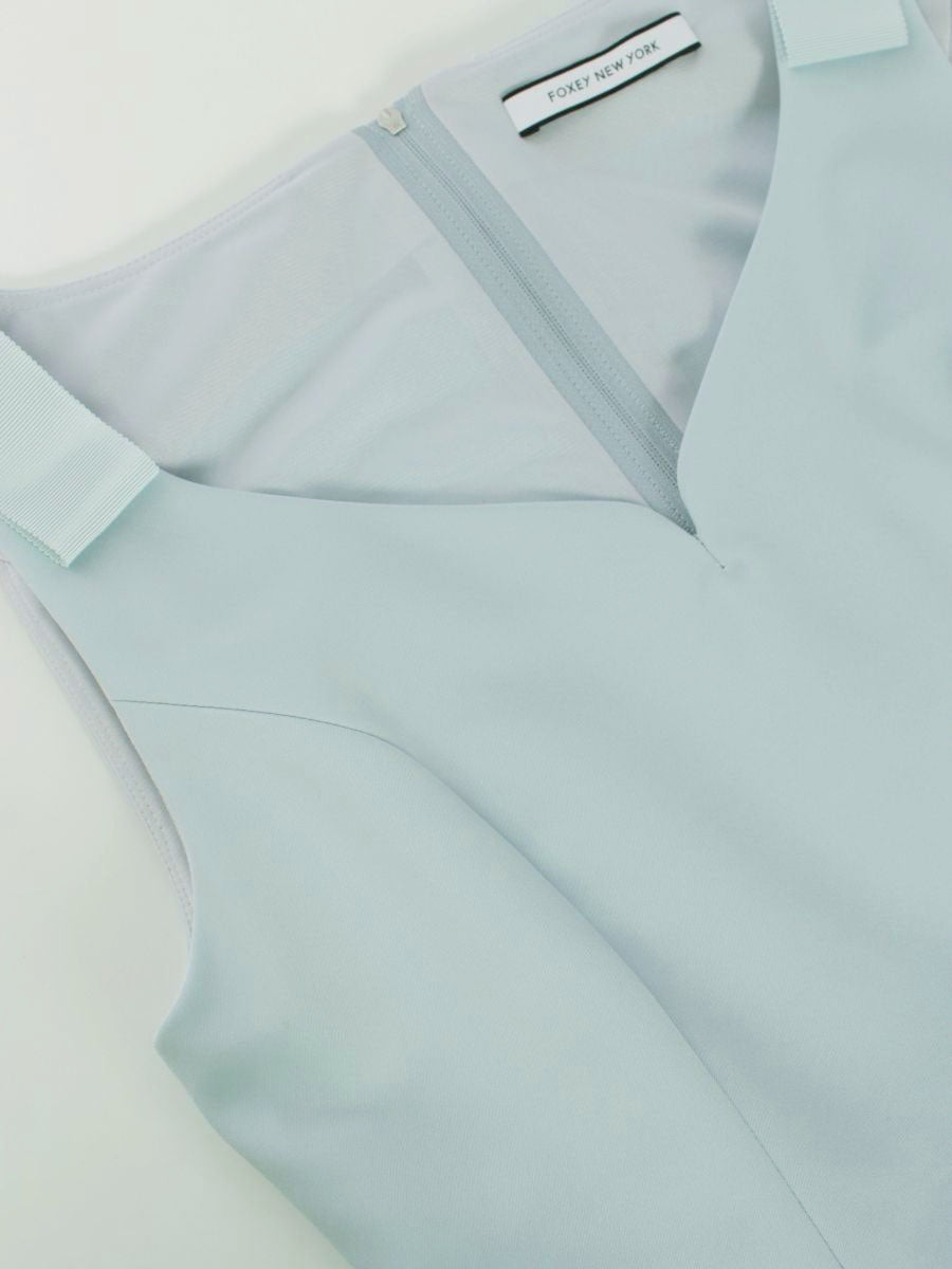 フォクシーニューヨーク 36462 ワンピース 40 ブルー 肩リボン IT7LPRBOR7EA