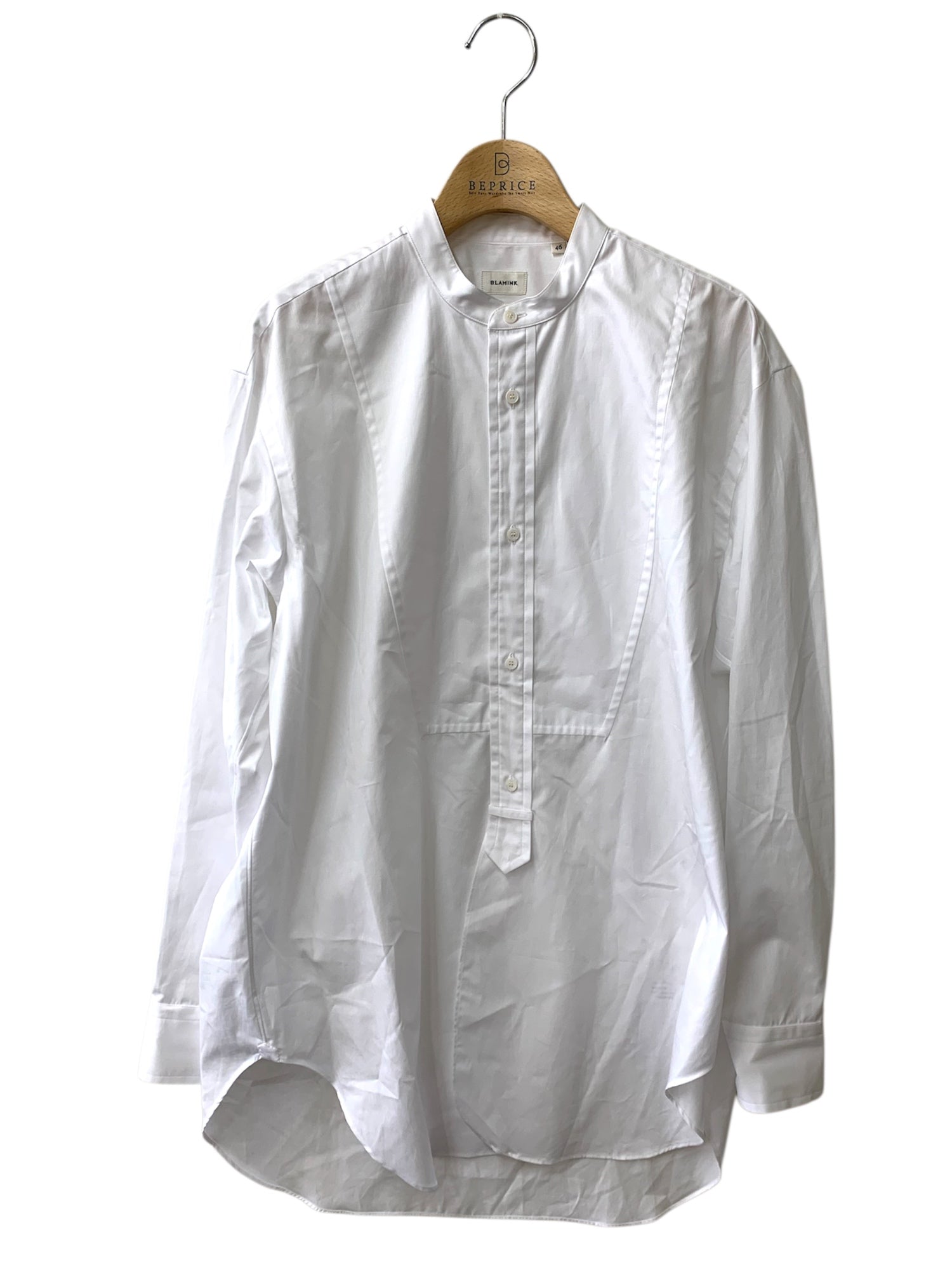 ブラミンク 7911-299-0020 バンドカラーシャツ 46 ホワイト コットン