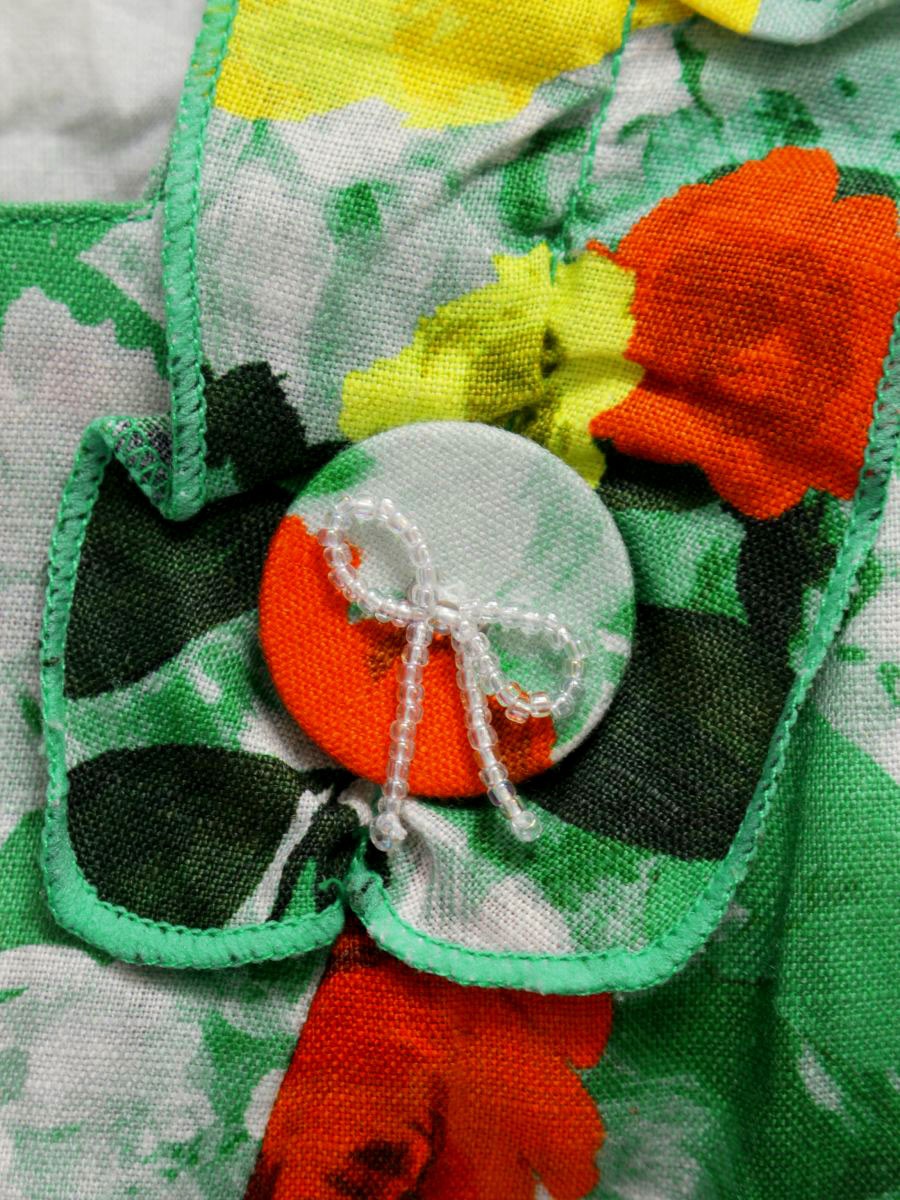 スーパービューティー ワンピース 44 グリーン リネン フラワーモチーフ ITJH9XHE0TBJ 【SALE】