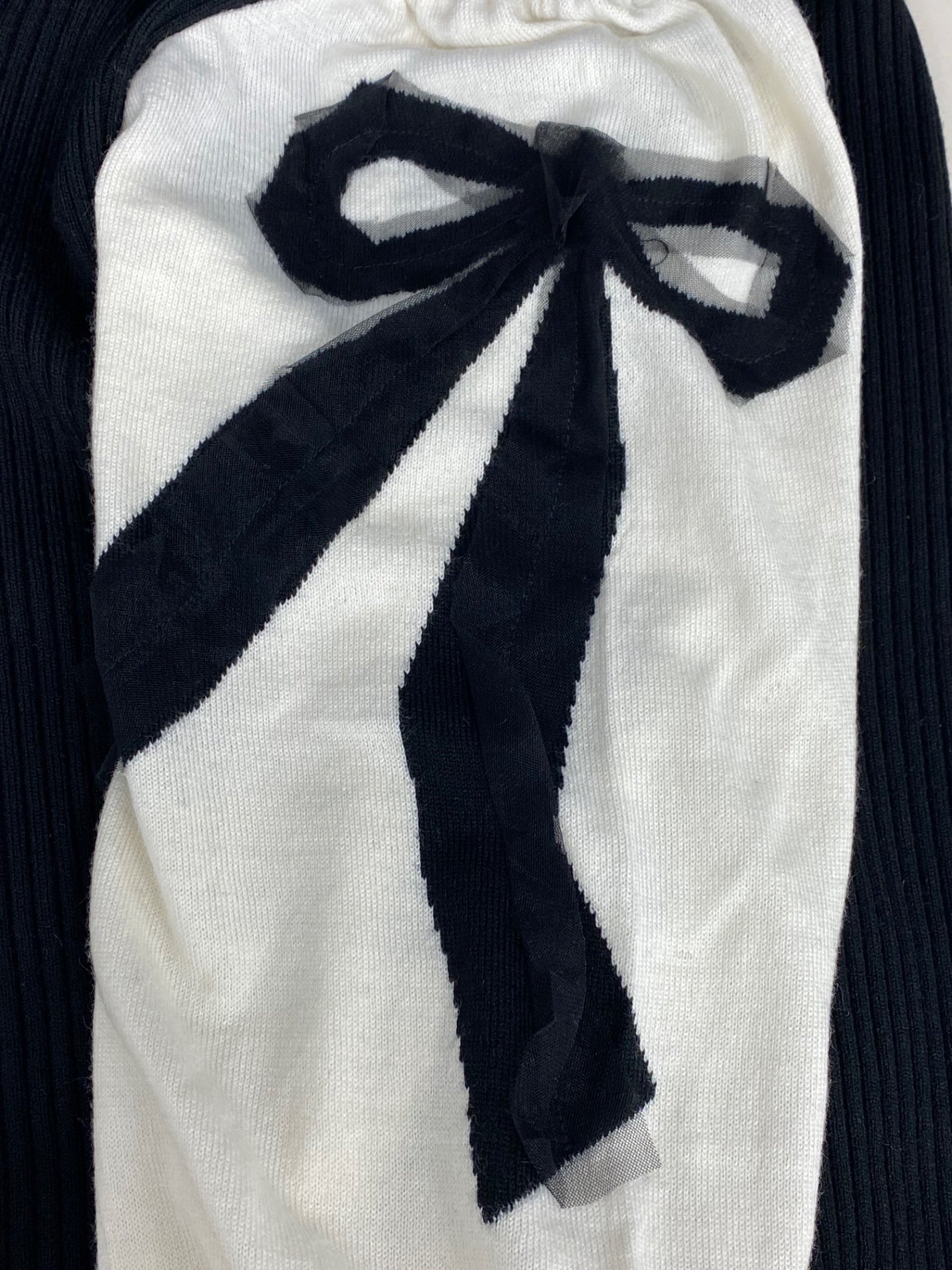 エムズグレイシー 418623 カーディガン 38 ブラック リボン オーガンジー パフスリーブ IT7YJZDWCD72