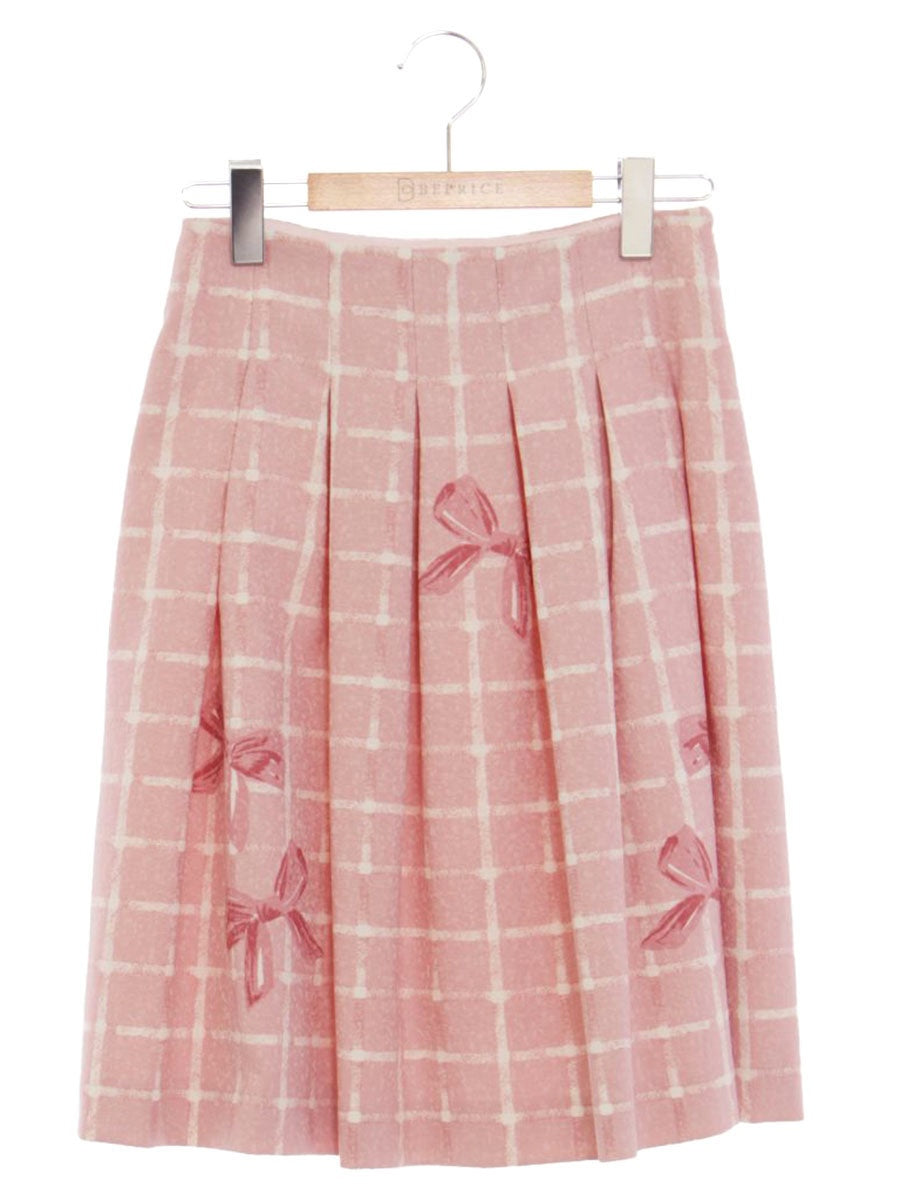 エムズグレイシー RibbonxCheck Skirt 817507 スカート 36 ピンク 