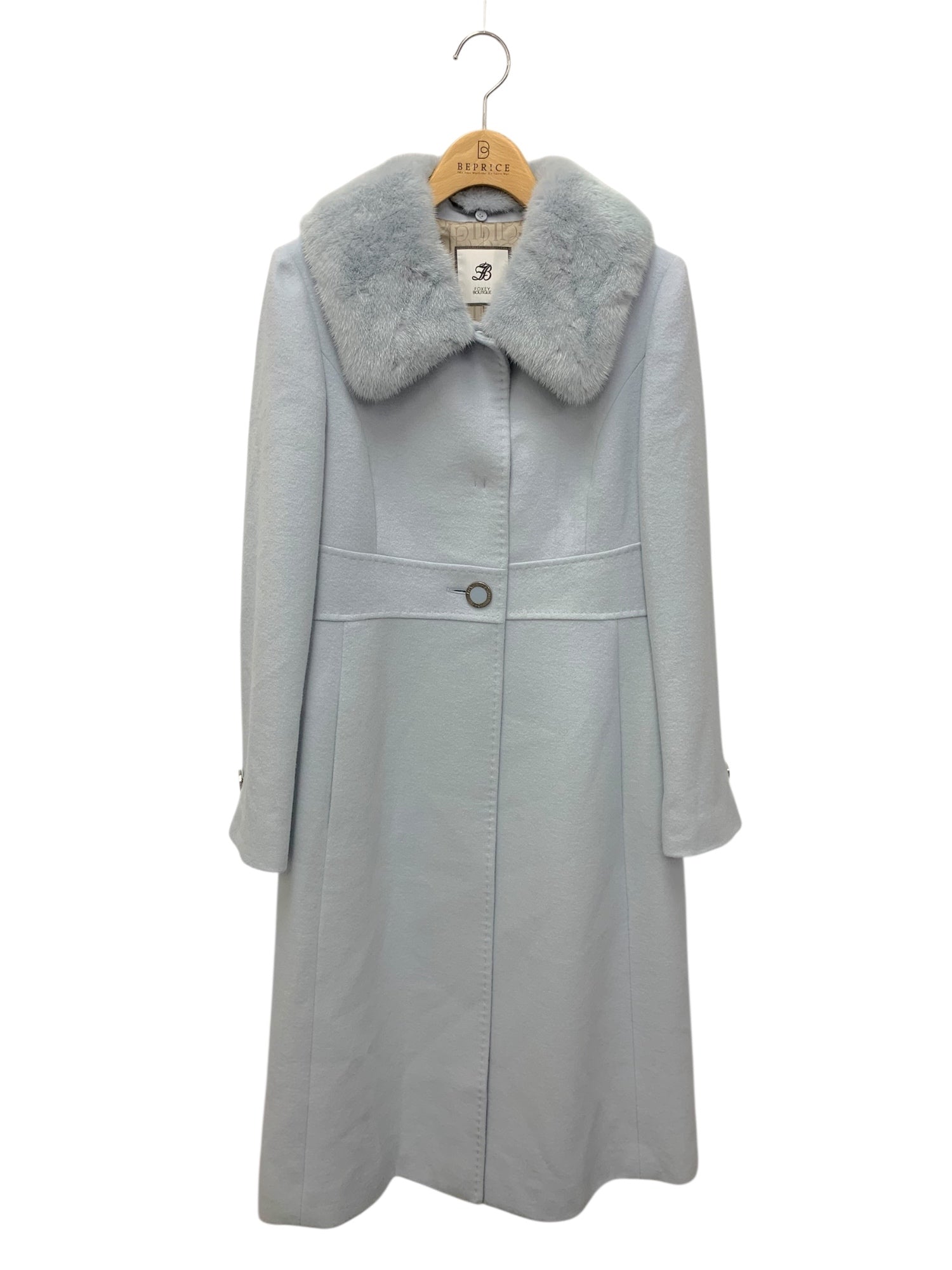 フォクシー 美品 FOXEY カシミヤ ミンク襟 リバーロングコート ダブル