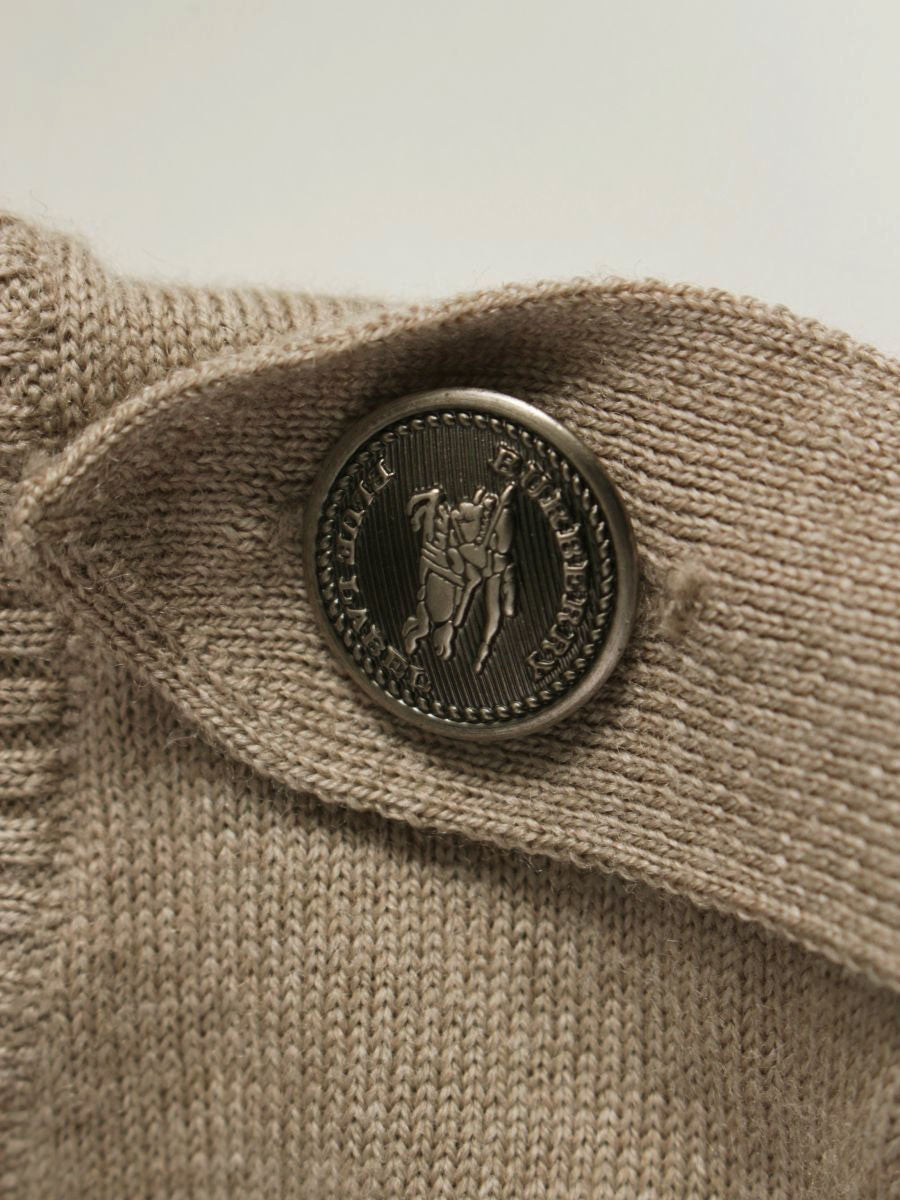 バーバリーブルーレーベル E1N22-274-40 ニット 38 ブラウン ウール 肩ボタン リブ ITHYNTS8QHZK