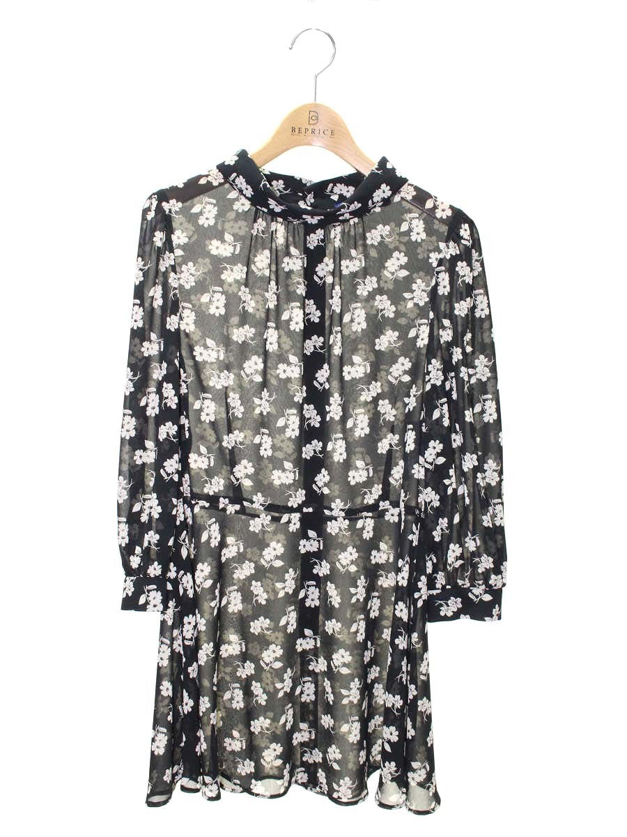 エムズグレイシー 410323 ブラウス 40 ブラック フラワーモチーフ  