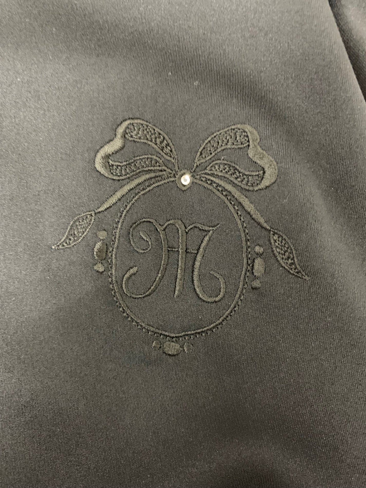 エムズグレイシー 315517 パーカー 38 ブラック フード 刺繍 ロゴ リボン IT0OBV1BR6PU