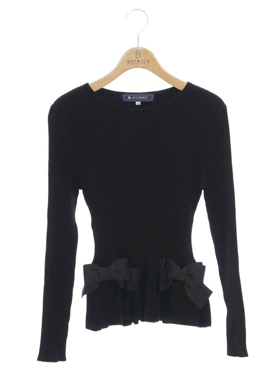 エムズグレイシー♡♡♡一点 リボン付きリブ編みセーター サイズ38 エムズグレイシー♡♡♡一点 リボン付きリブ編みセーター サイズ