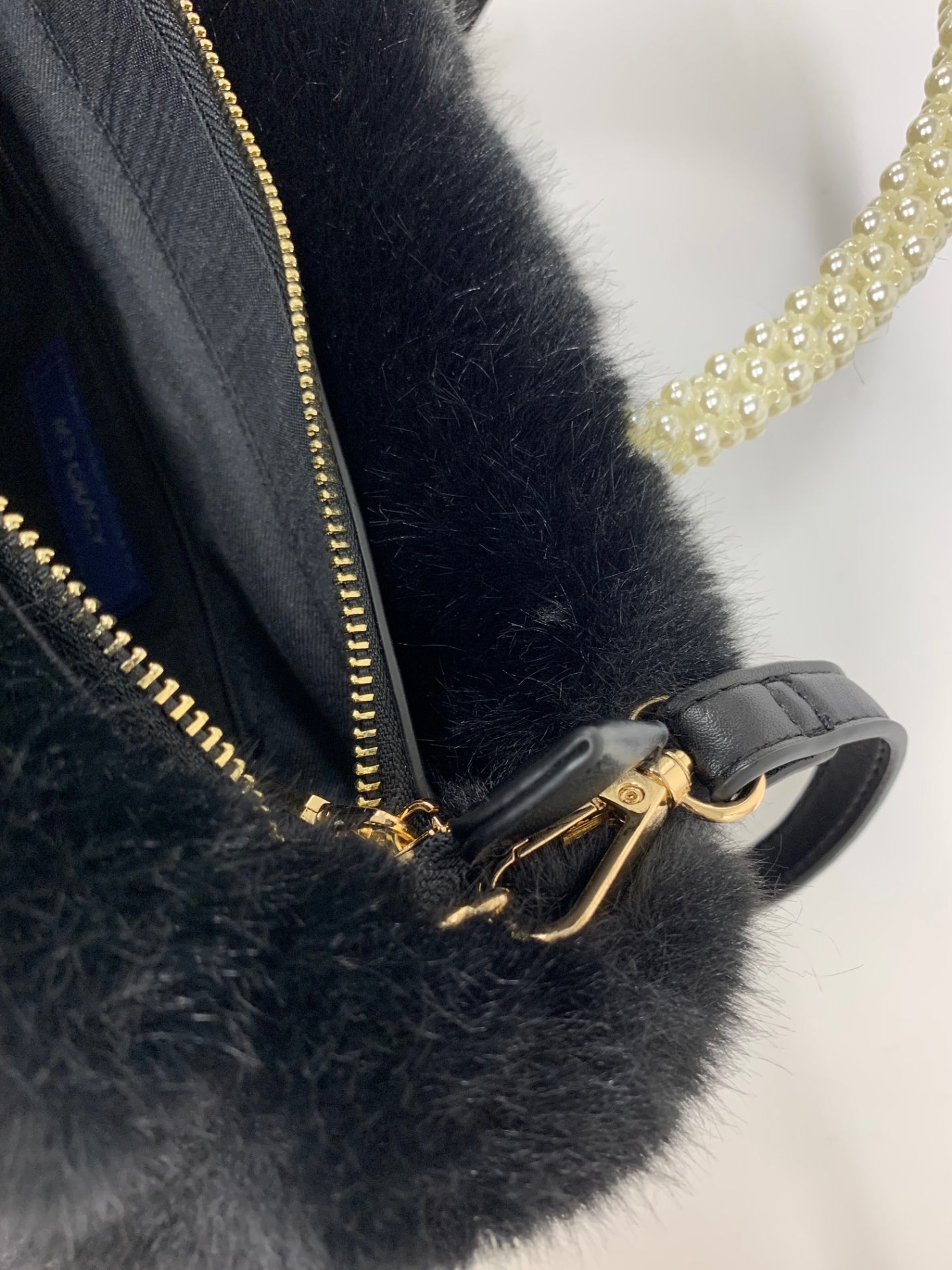 エムズグレイシー 294521 ハンドバッグ ブラック フェイクファー フェイクパール ITYDMIKP5LR8