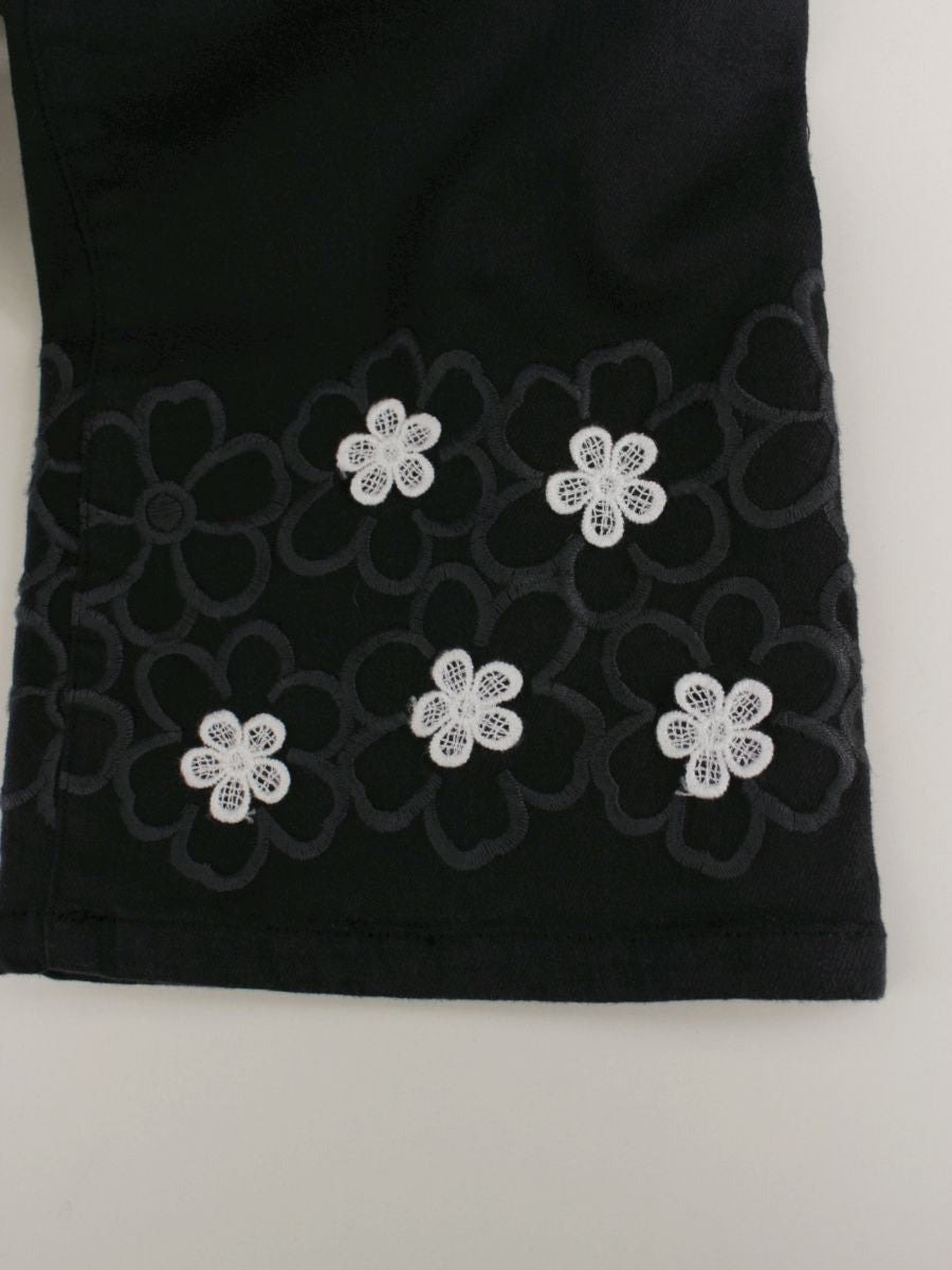 ギャラリービスコンティ 1286181 パンツ 3 ブラック フラワー刺繍 IT6B6FZJ9NYZ