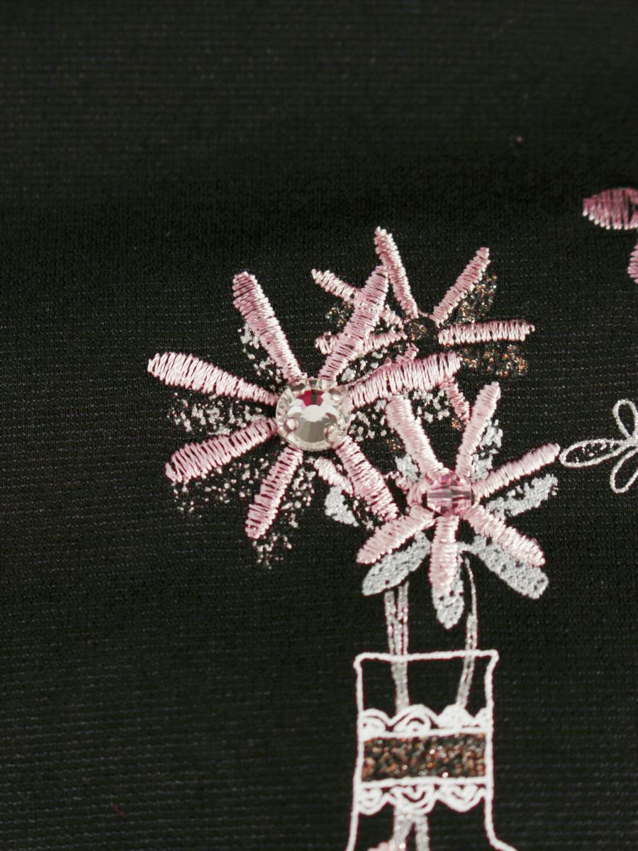 トゥービーシック W5P10-262-09 トップス 42 ブラック フラワーモチーフ 刺繍 ビジュー ITTDJV03YS54