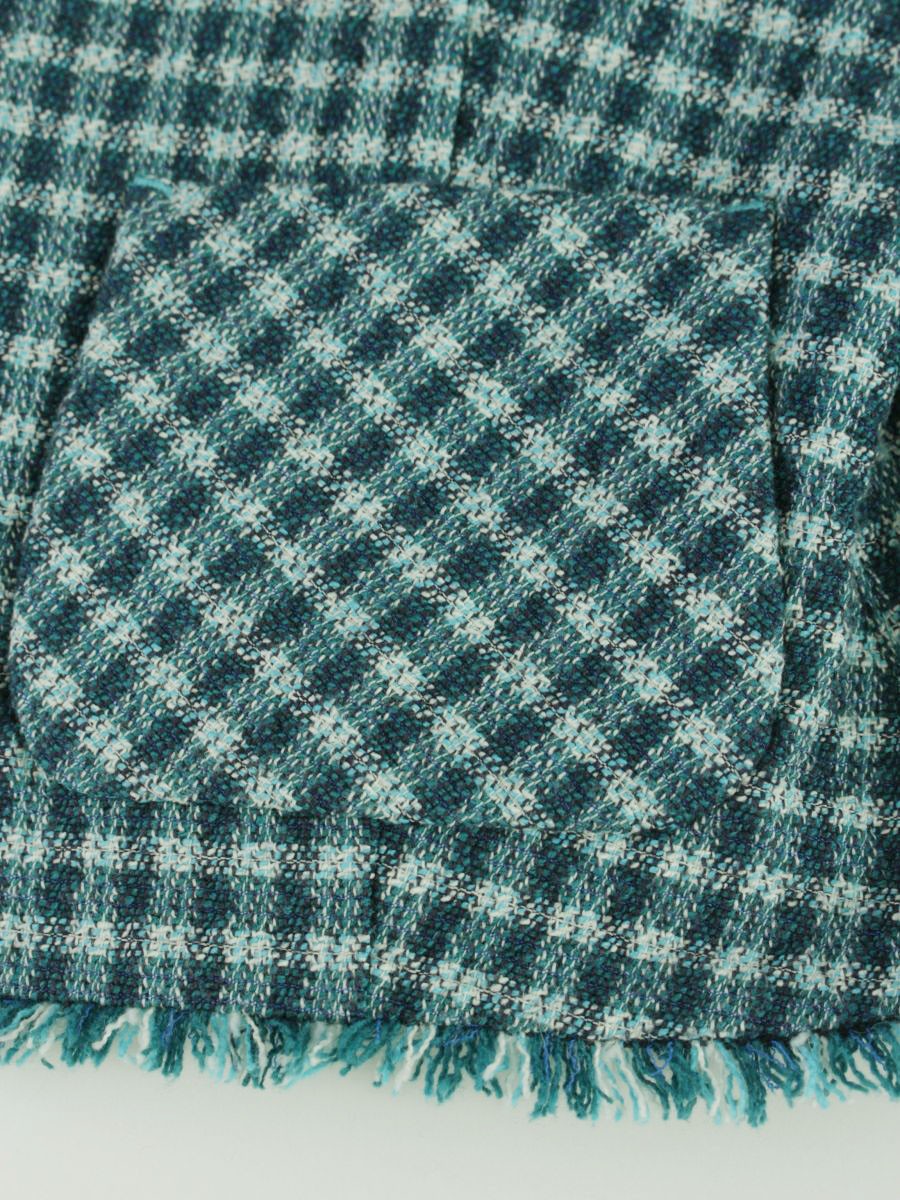 ウィークエンドマックスマーラ 50410167 ジップジャケット 42 ブルー ツイード ノーカラー ITRX24050KOG 【SALE】