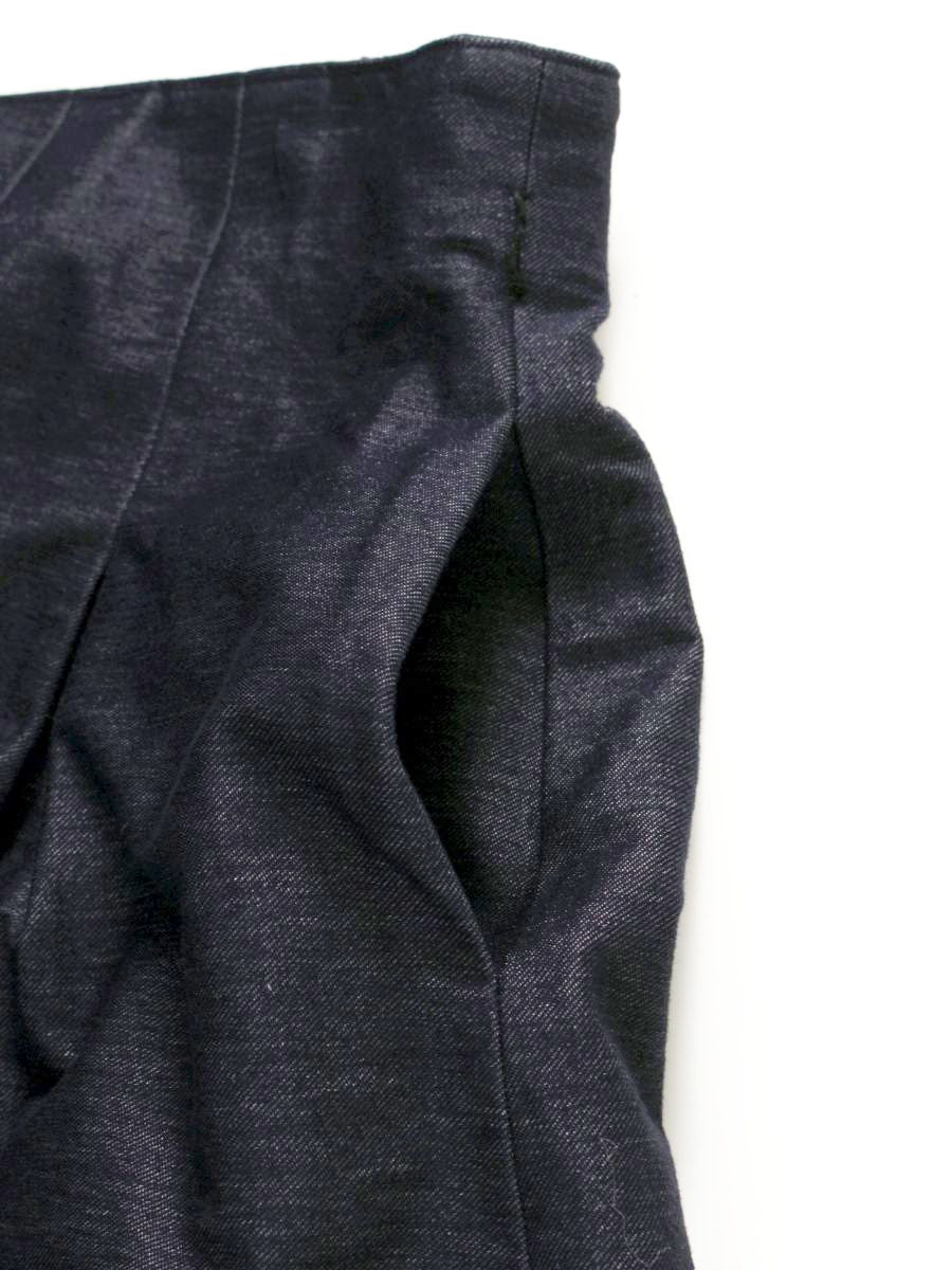 エムズグレイシー 0983 スカート 38 ネイビー デニム フレア ITZ44YGKAEJC