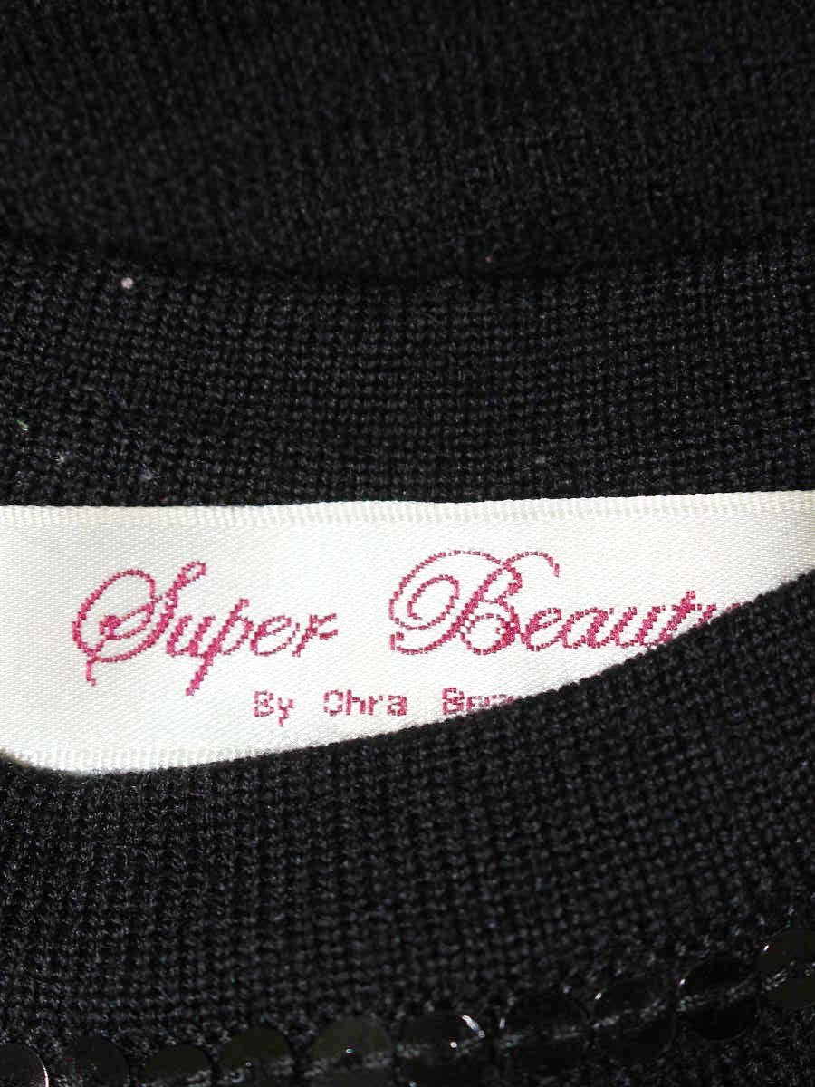 スーパービューティー カーディガン 42 ブラック ビジュー 刺繍 マルチカラーボタン IT70M2X11LUO