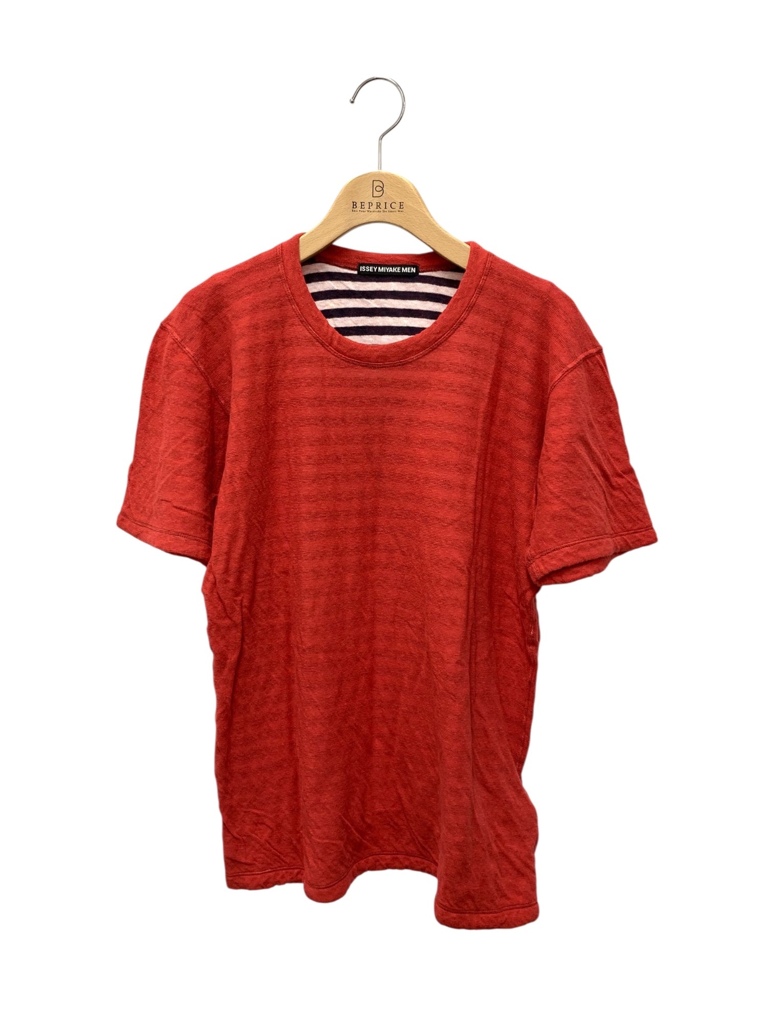 イッセイミヤケメン ME31JK150 Tシャツ 2 レッド ガーゼ地 クルー 