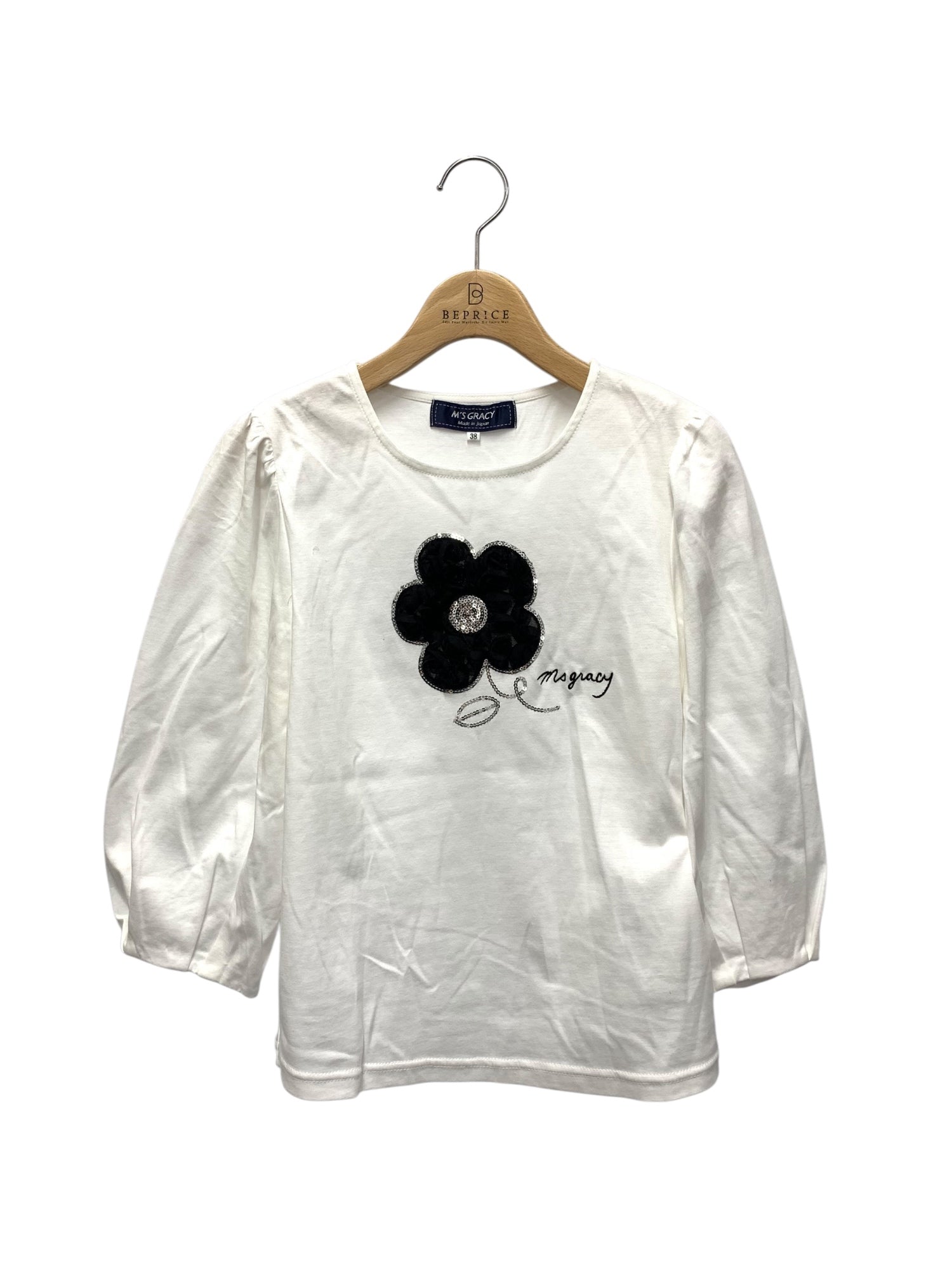 エムズグレイシー 515104 カットソー 38 ホワイト チュールフラワー  