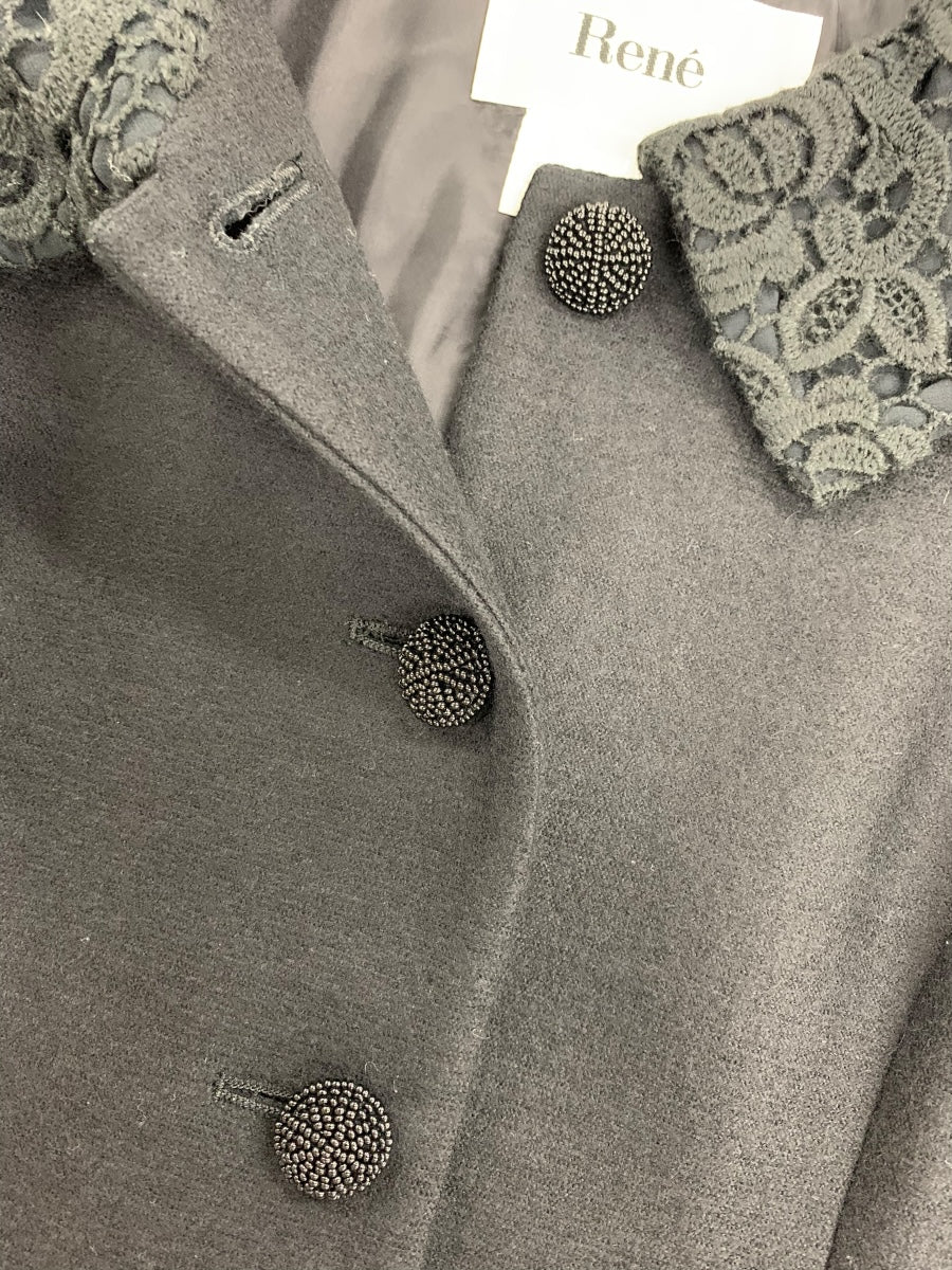 ルネ TISSUE Fancy Tweed Coat 6248100 36 ブラック マリアケント フラワー ITYEY20U0QQV 【SALE】