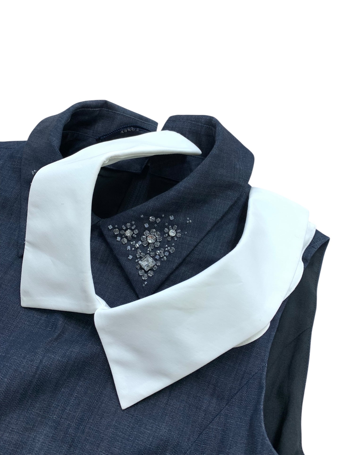 フォクシーニューヨーク Brilliante Dress ブリリアント ドレス 41681 ワンピース 38 ネイビー デニム ビジュー ITZUEU5514QO