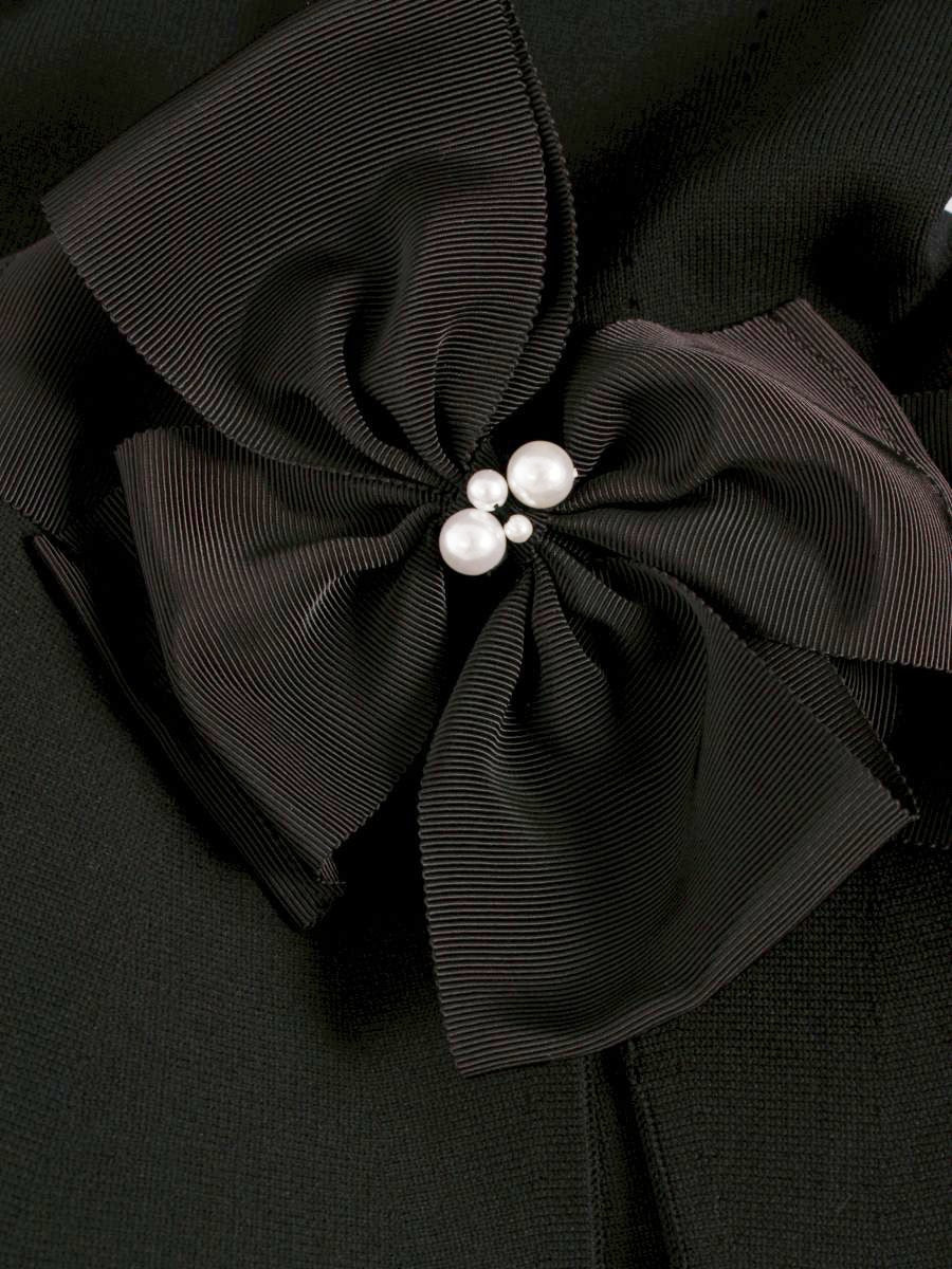 エムズグレイシー 018113 ニット セーター 40 ブラック リボン フェイクパール ペプラム IT8UH4Y34QP0