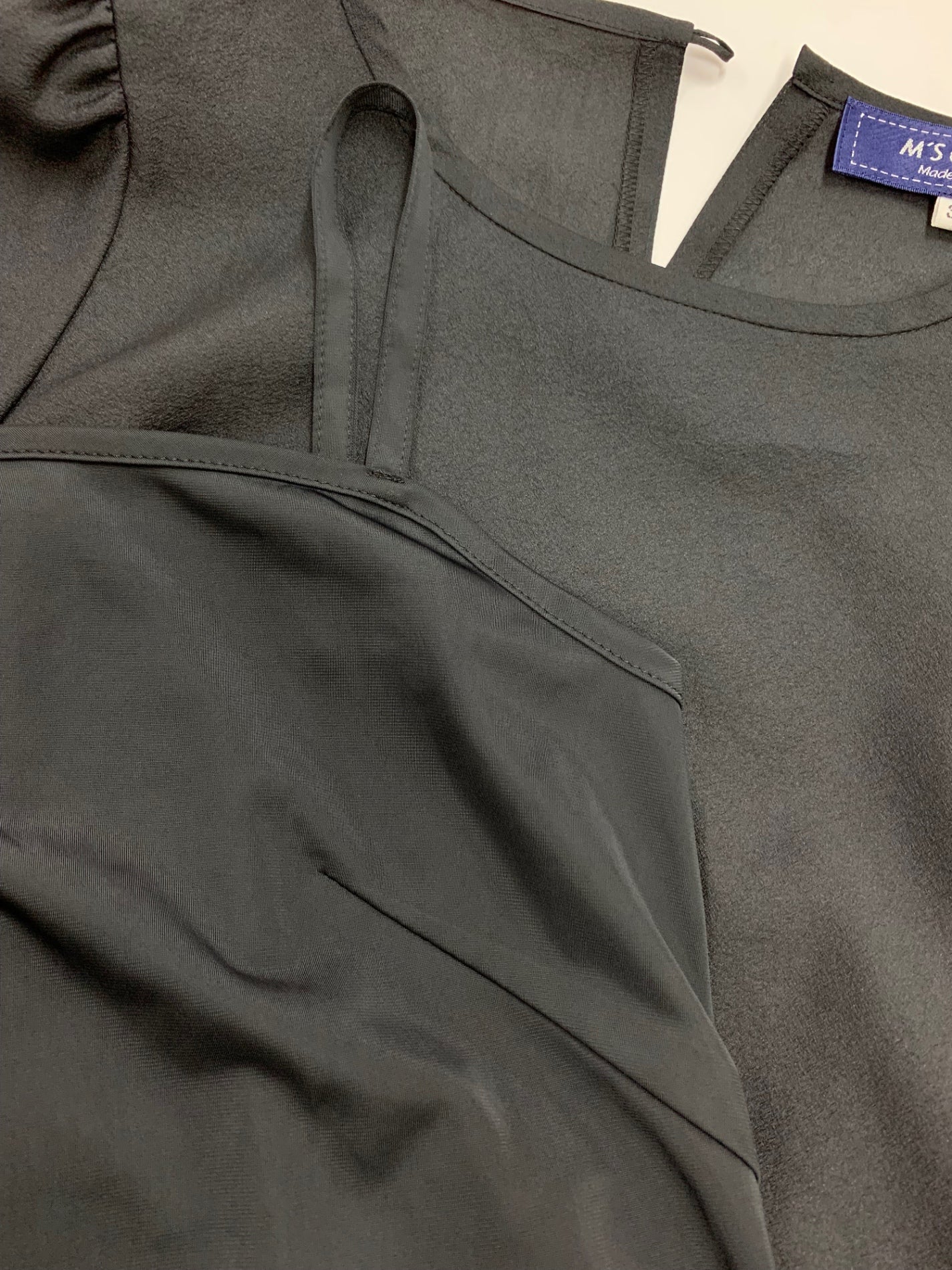 エムズグレイシー 010101 シャツ ブラウス 36 ブラック ギャザー シースルー ITTEUE4OOF5C