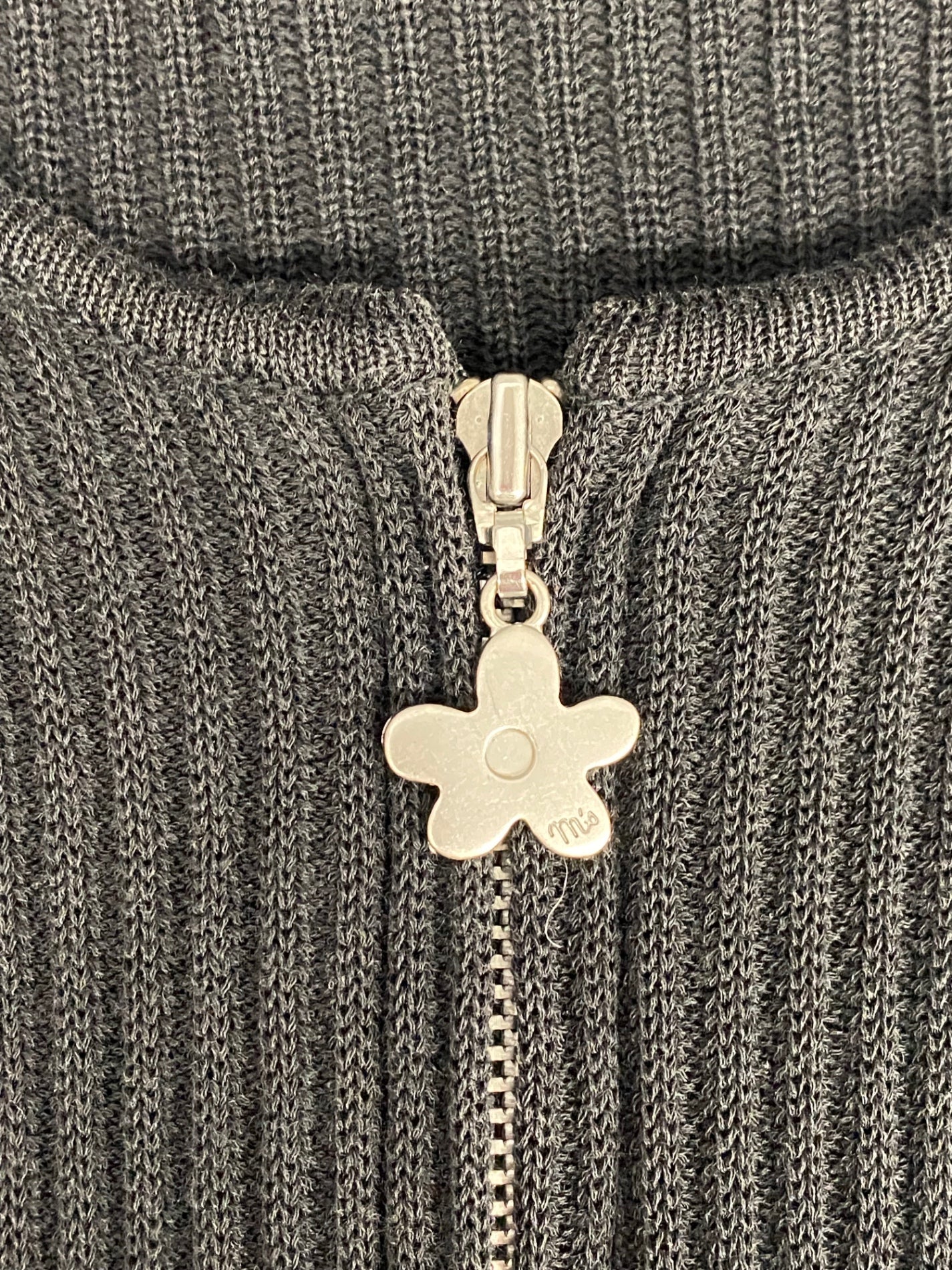 エムズグレイシー 328107 カーディガン 40 ブラック ニット ジップアップ リボン ITGMZAPDP9U8