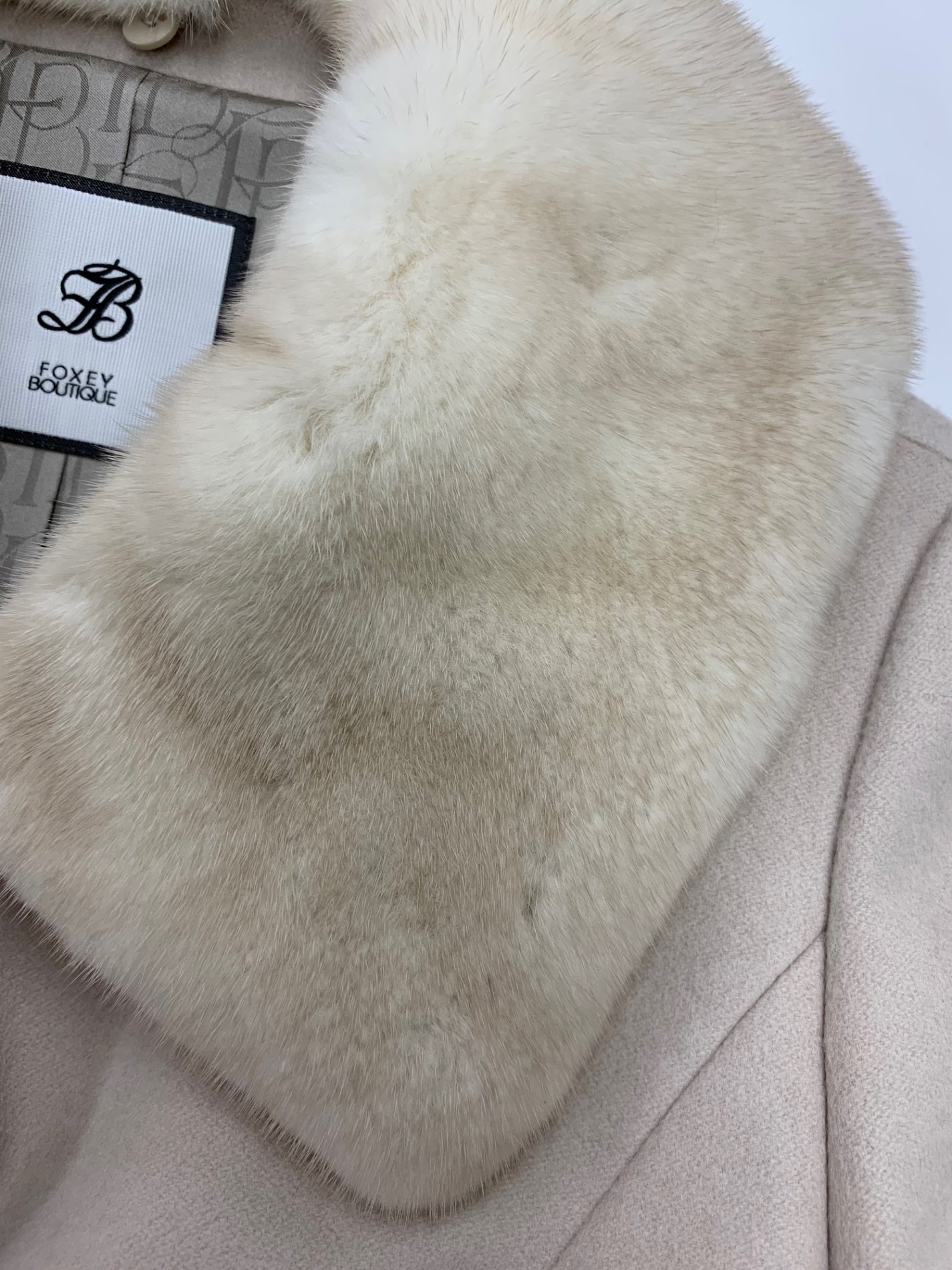 フォクシーブティック 39265 コート 38 ベージュ カシミヤ ミンクファー ITVT3ERRGVEO