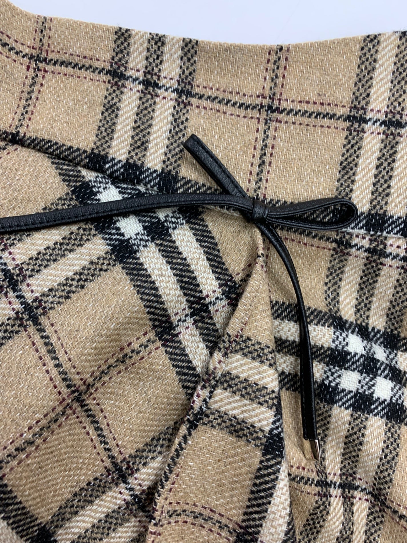 エムズグレイシー チェック柄 ラップ 417607 スカート 40 ベージュ ウール混 IT6IYA63IFG8 【SALE】
