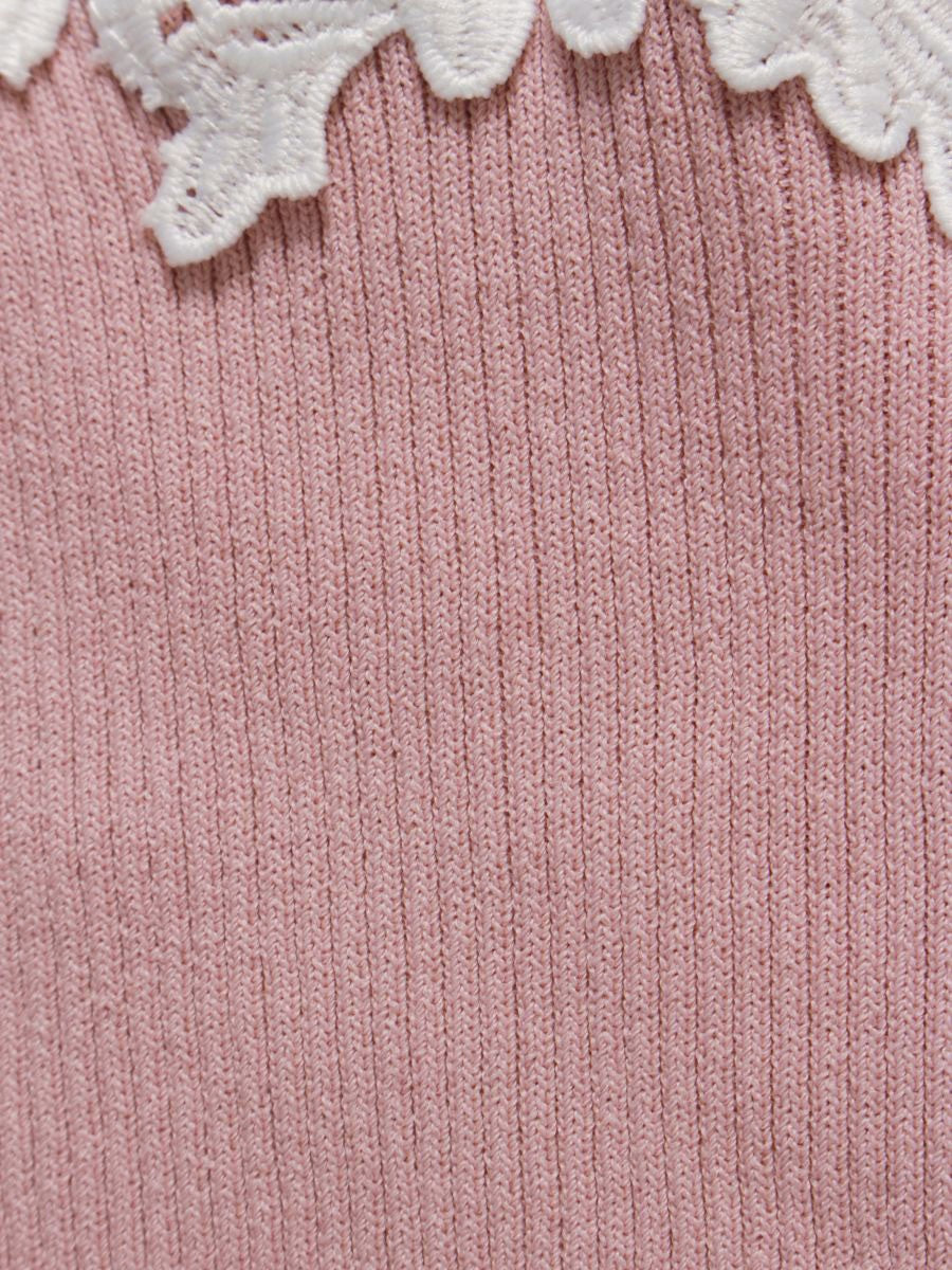 エムズグレイシー 018315 ニットセーター 38 ピンク フラワーレース リブニット ITROJKHICP3W