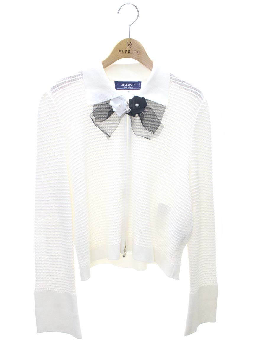 エムズグレイシー バイカラージップアップニットジャケット 418124 42