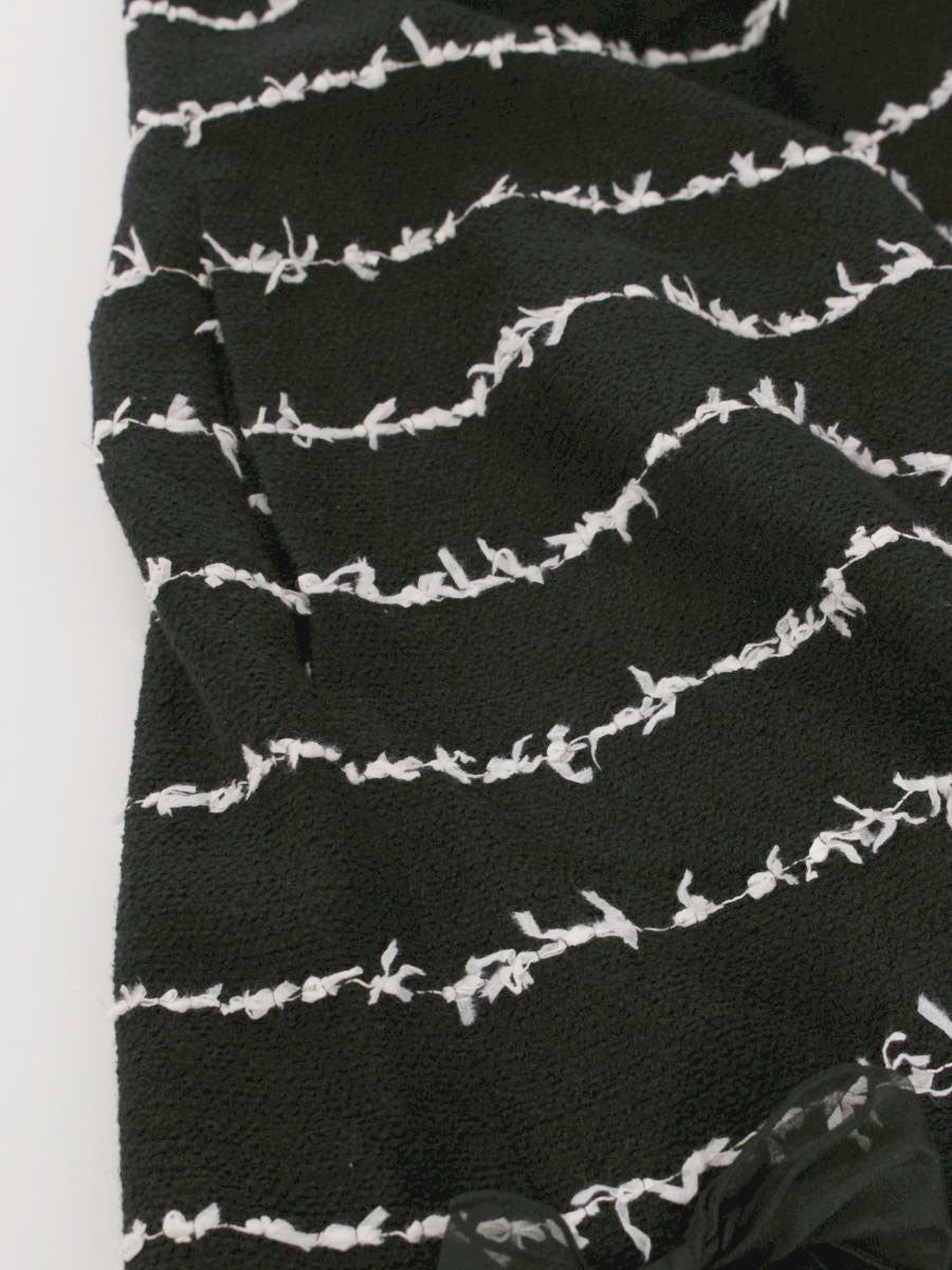 エムズグレイシー 011101 ワンピース 38 ブラック ボーダー リボン ITNEASYTBV48