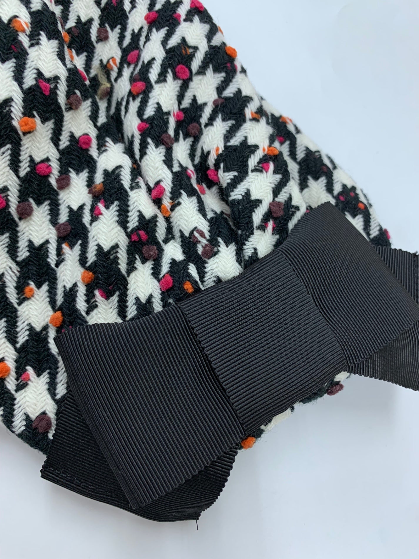 エムズグレイシー 219615 ジャケット 40 ホワイト 千鳥格子柄 リボン ITBB06IN6379