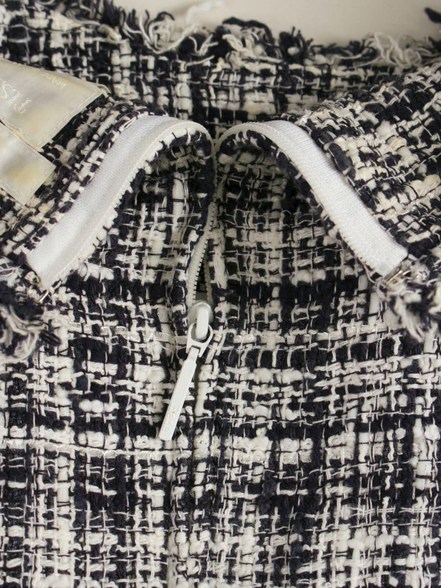 ルネ 6416490 ワンピース 38 ネイビー/ホワイト TISSU ツイード ITCVXZ79BMMM