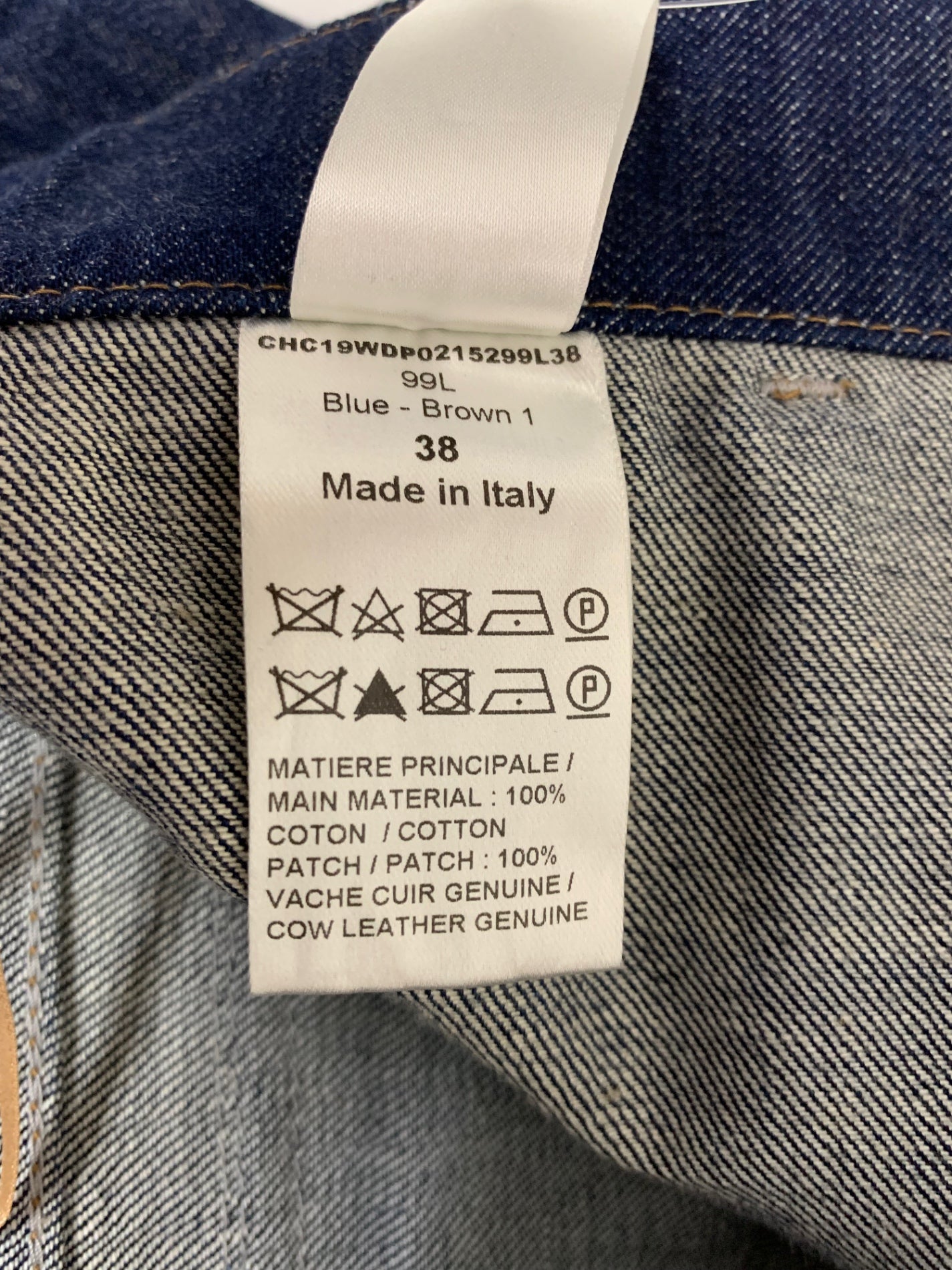 クロエ CHC19WDP0215299L38 デニムパンツ 38 ブルー プリーツポケット ロールアップ IT6DMS6ZPVTW 【SALE】