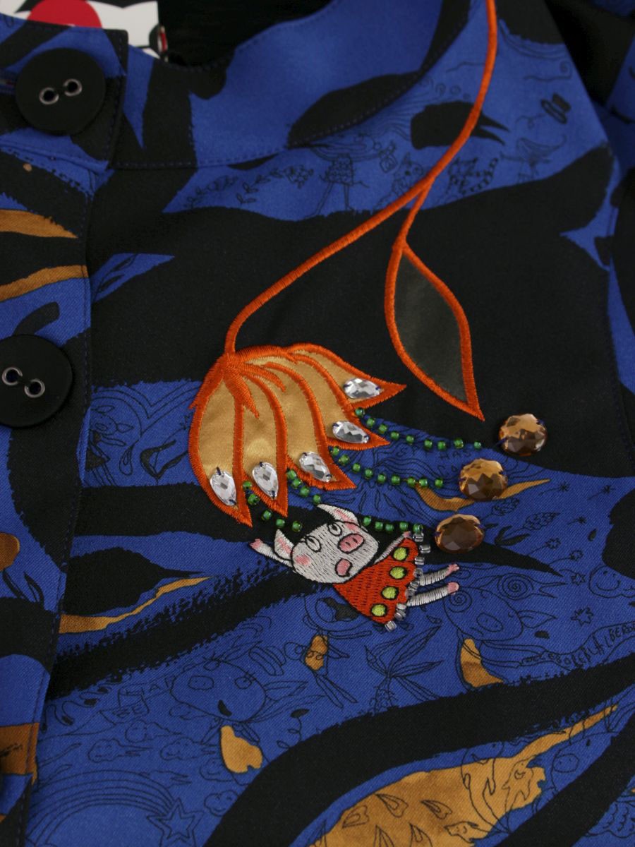 アルベロベロ 113311 コート F ブルー ノーカラー アニマルモチーフ ITYY7U3QE7NW